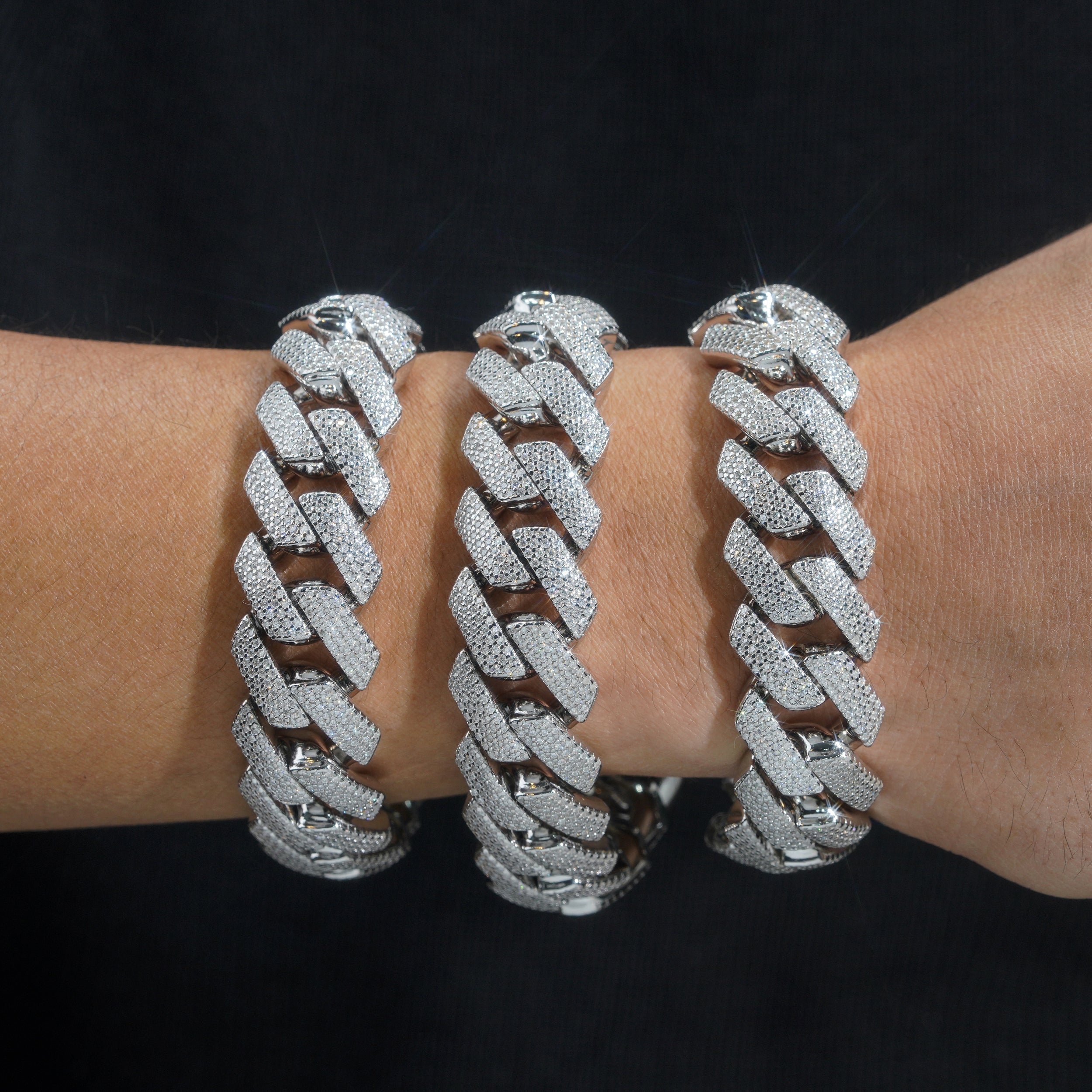 Iced Out Hip Hop Bling 20MM Four Rows Cuban Link Bracelet For Men