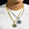 Micro Pave Hip Hop Iced Out Cz Leaf Pendant