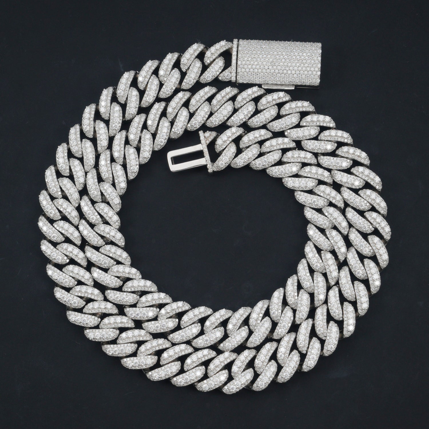 Hip Hop Cubic Zirconia 13MM Three Rows Cuban Link Necklace