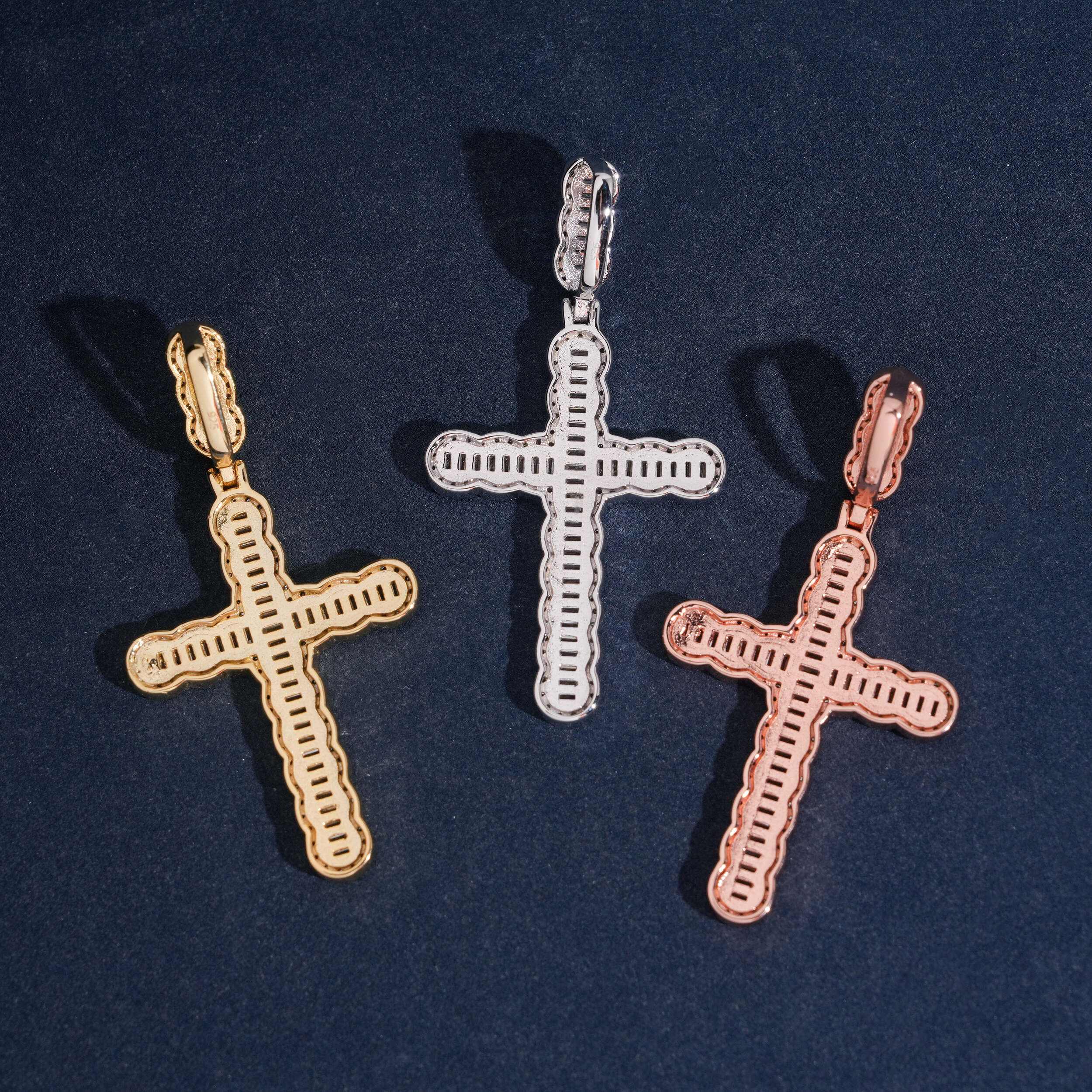 Baguette Diamond Iced Out Cross Pendant Hip Hop Jewelry