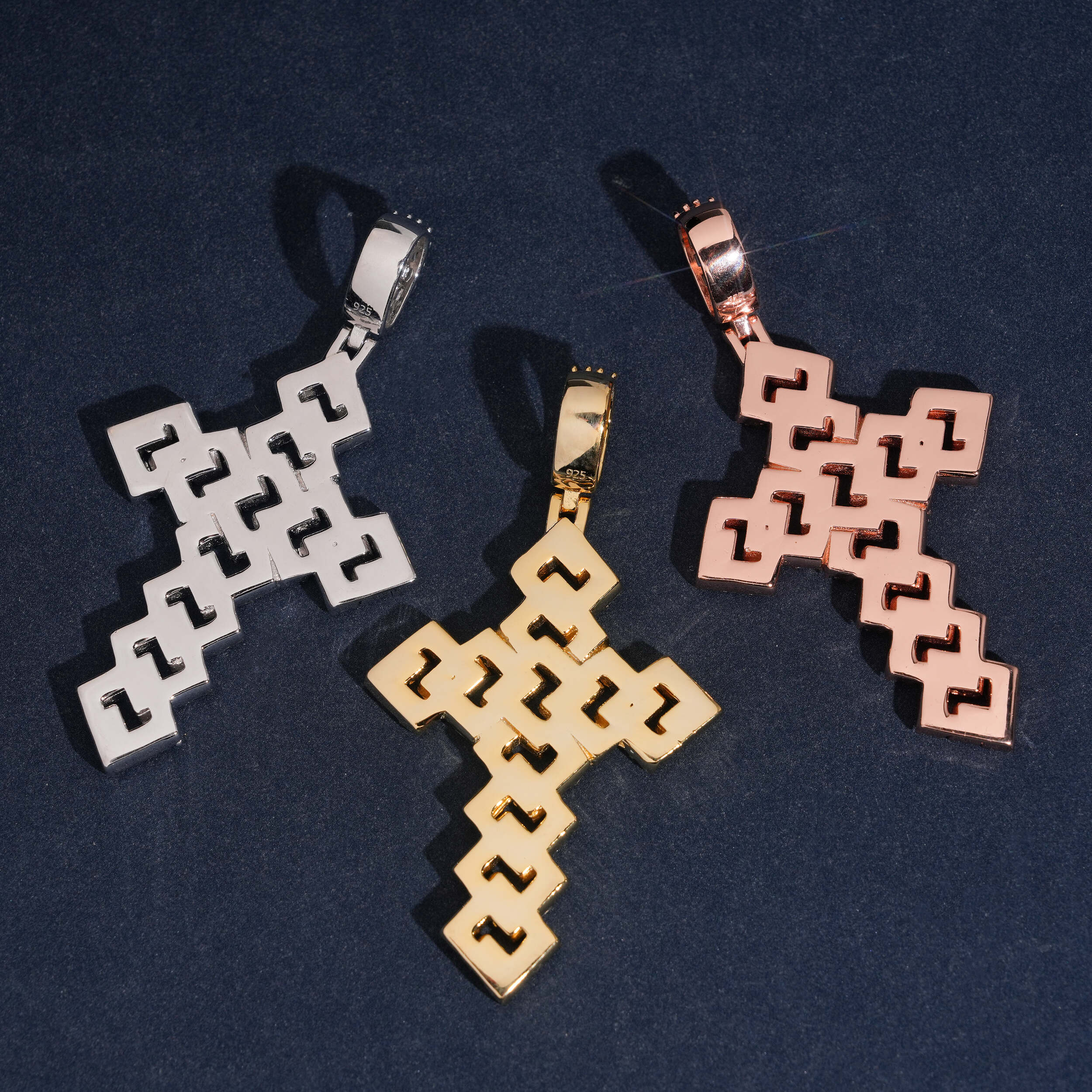 Baguette Cut Cz Cubic Zirconia Cross Pendant