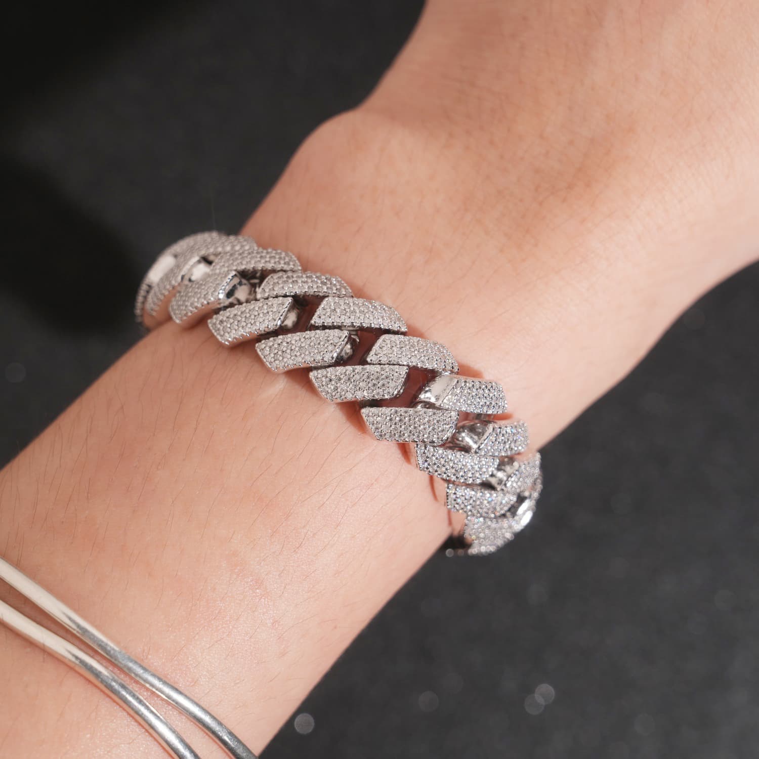 15MM 4 Rows Prong Set Cubic Zirconia Cuban Link Men Bracelet