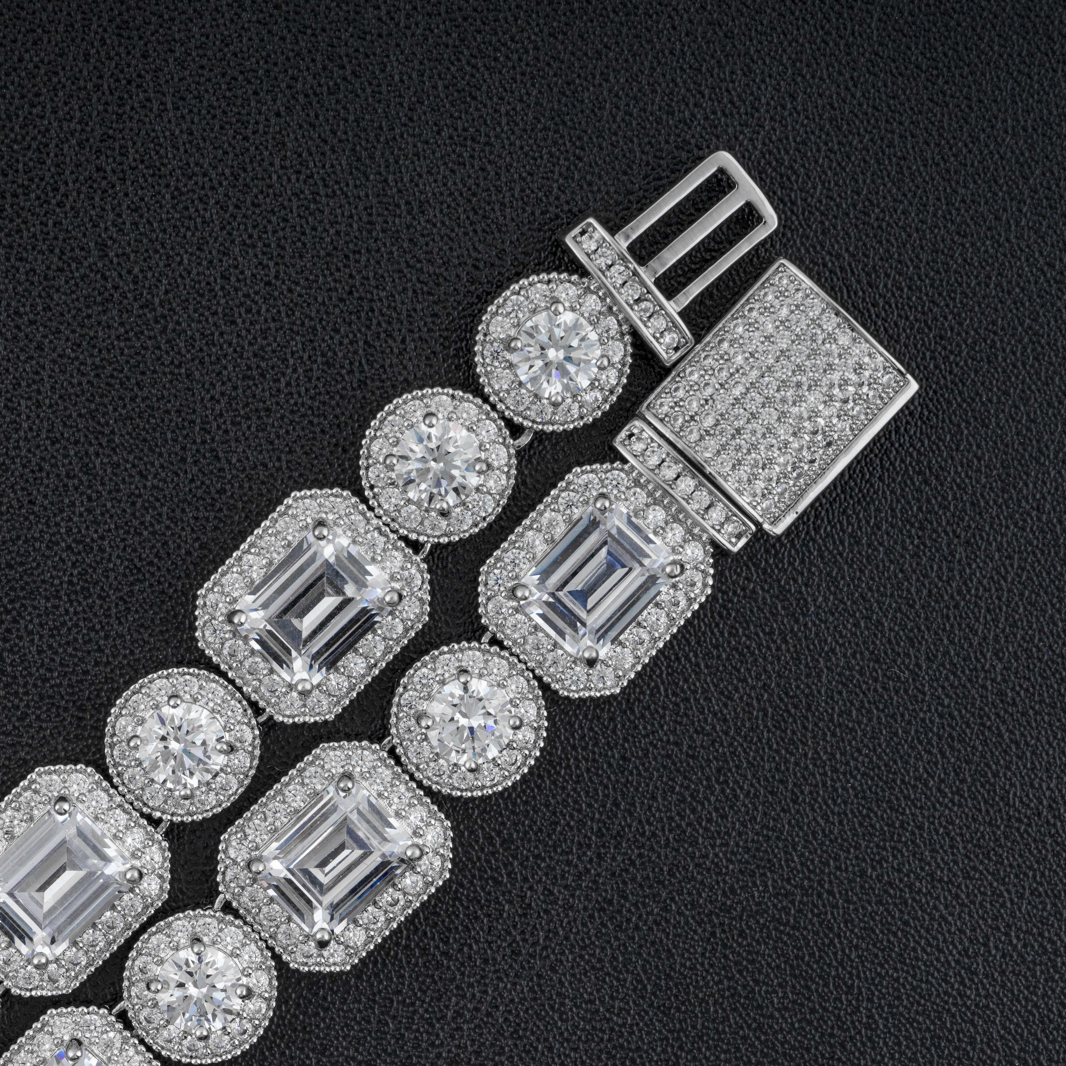 Round Mix Emerald Cut Iced Out Men Tennis Chain Necklace