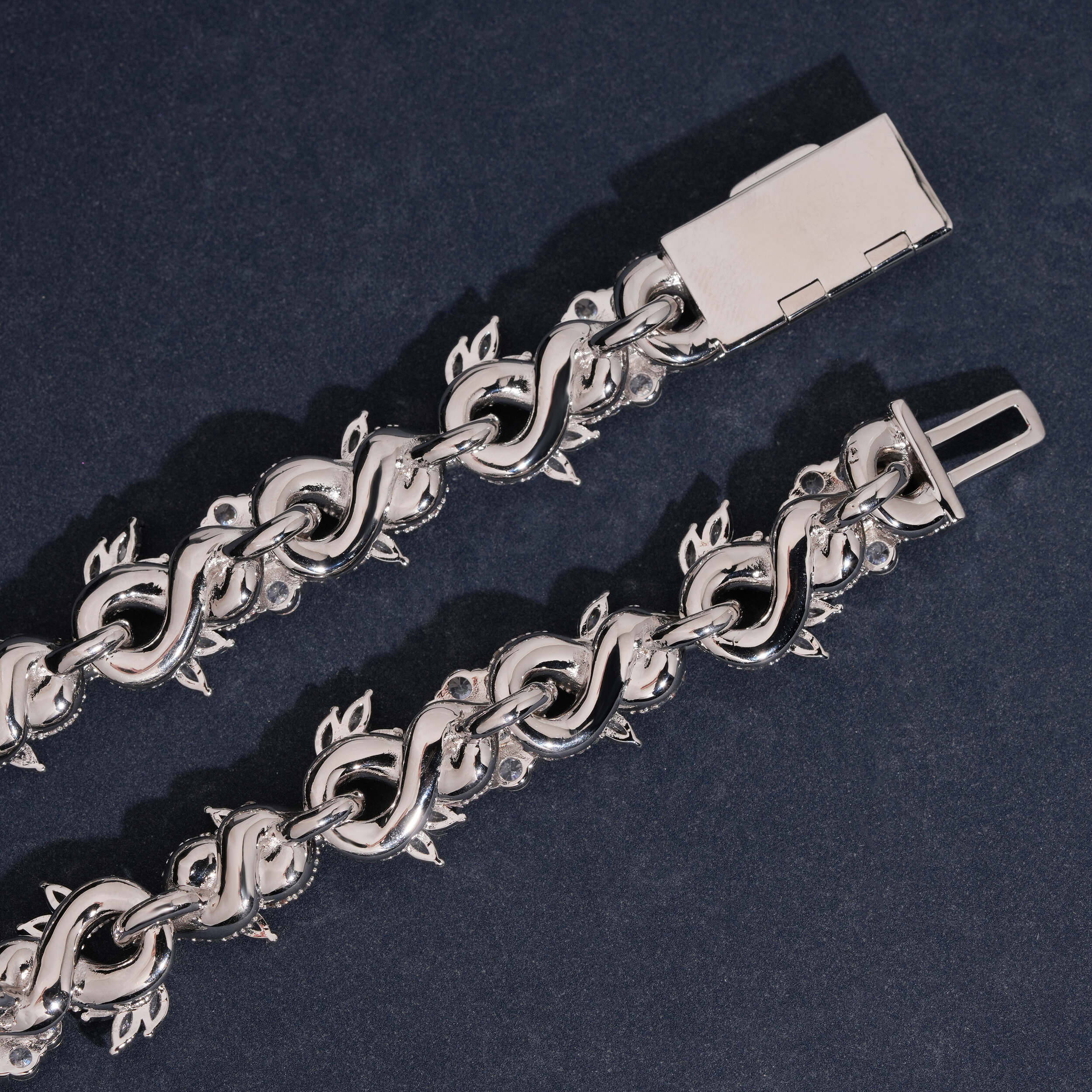 Men Jewelry 15MM Flower Charm Infinity Link Chain Necklace