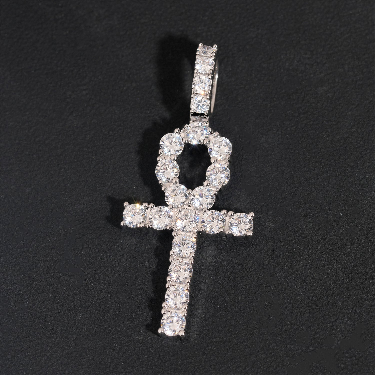 Iced Out Cz 3MM Ankh Cross Pendant Charm