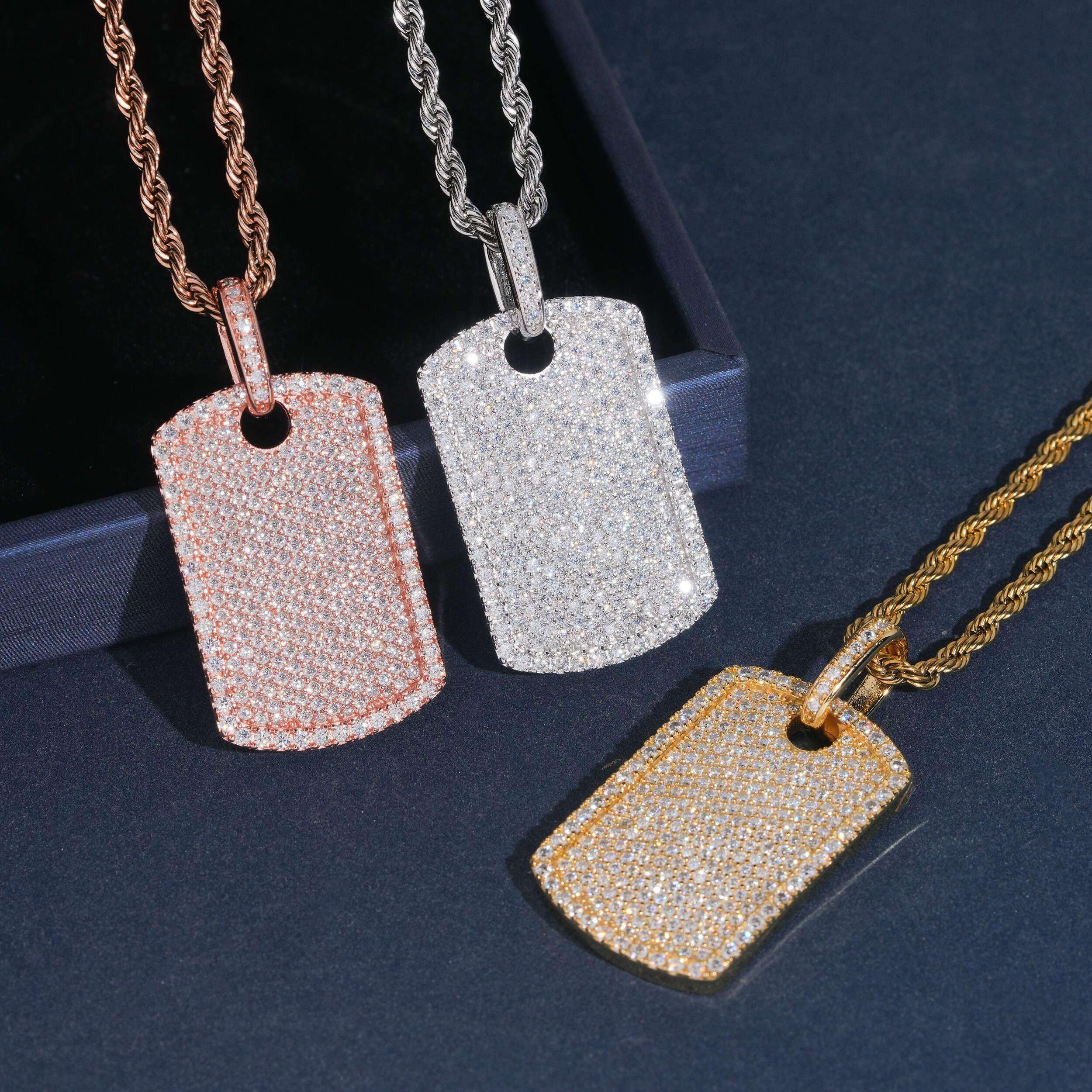 Hip Hop Jewelry Iced Out Dog Tag Pendant For Men