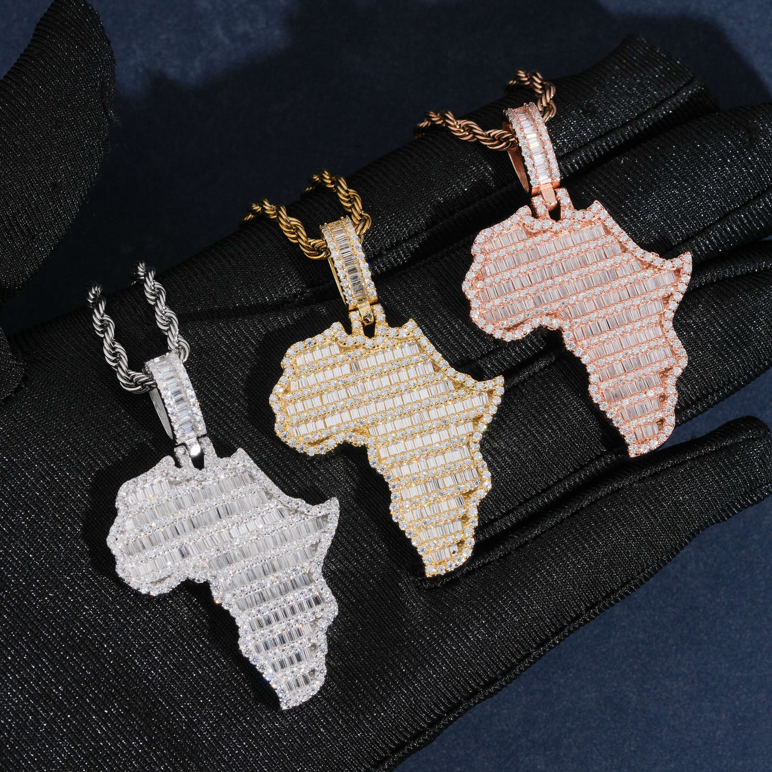 Africa Map Pendant Iced Out Men Charm Jewelry