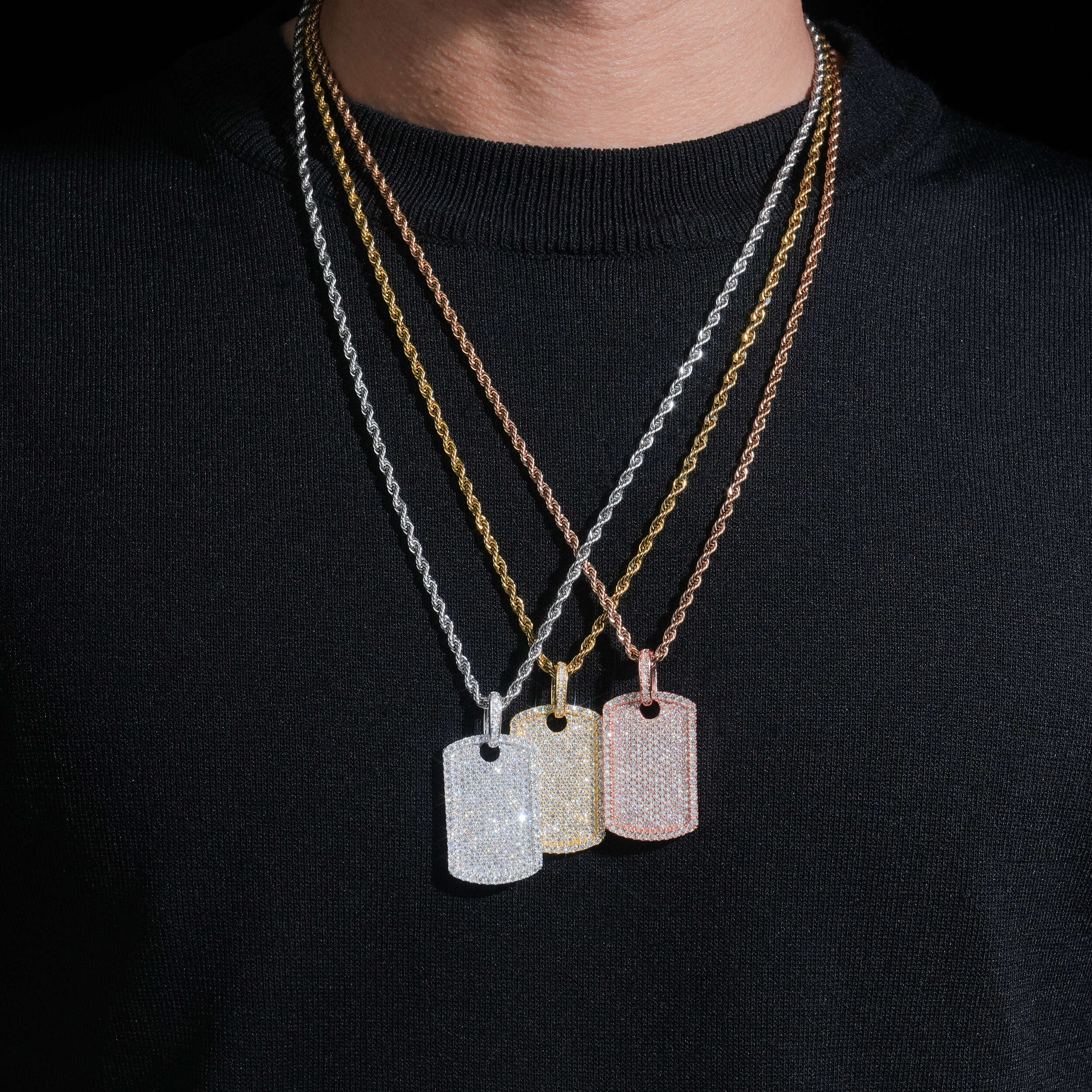 Hip Hop Jewelry Iced Out Dog Tag Pendant For Men