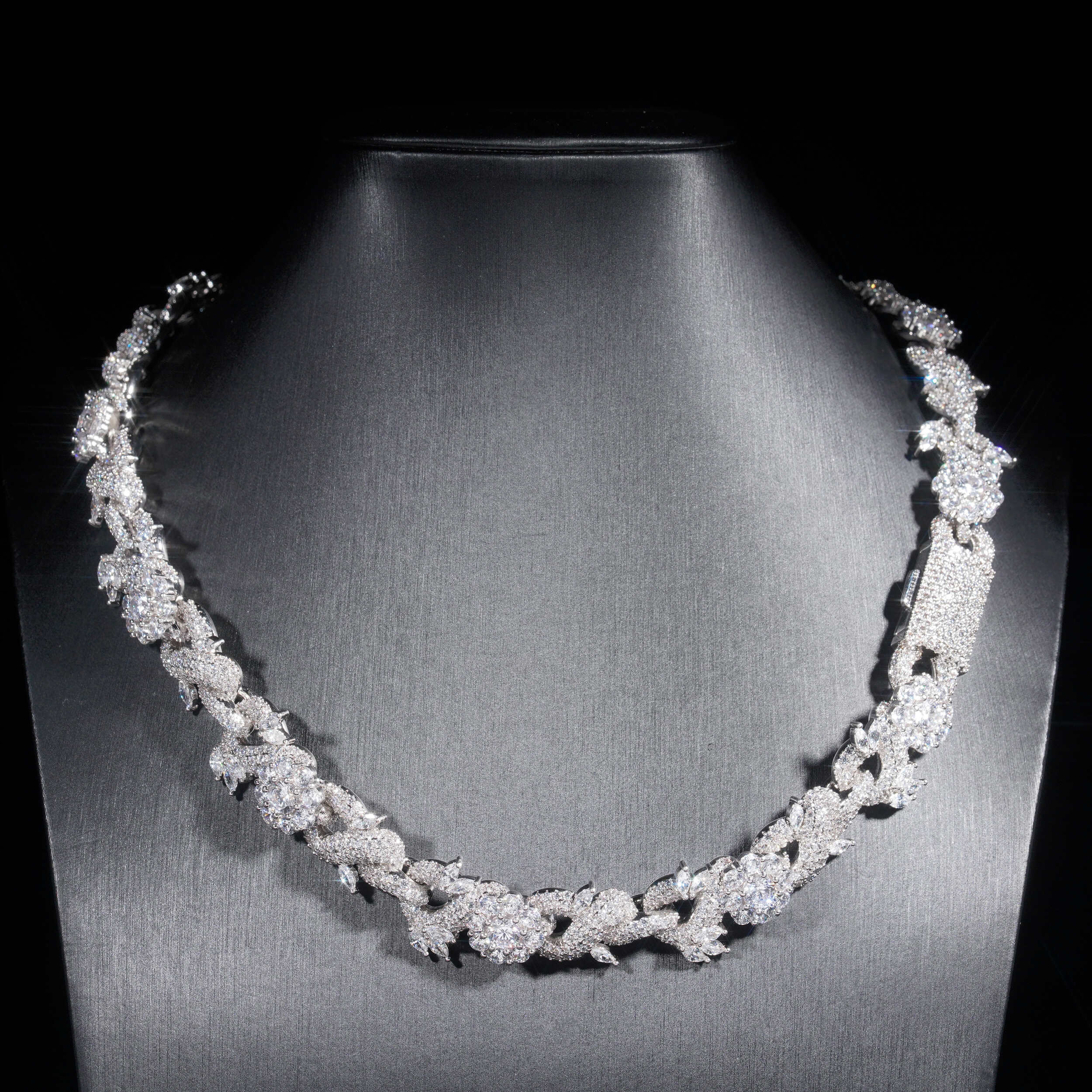 Men Jewelry 15MM Flower Charm Infinity Link Chain Necklace