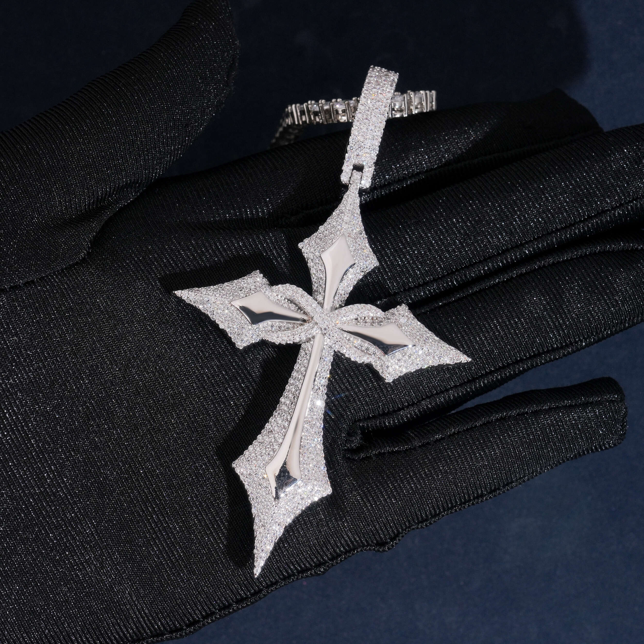 Iced Out Micro Pave Cubic Zirconia Cross Pendant Charm