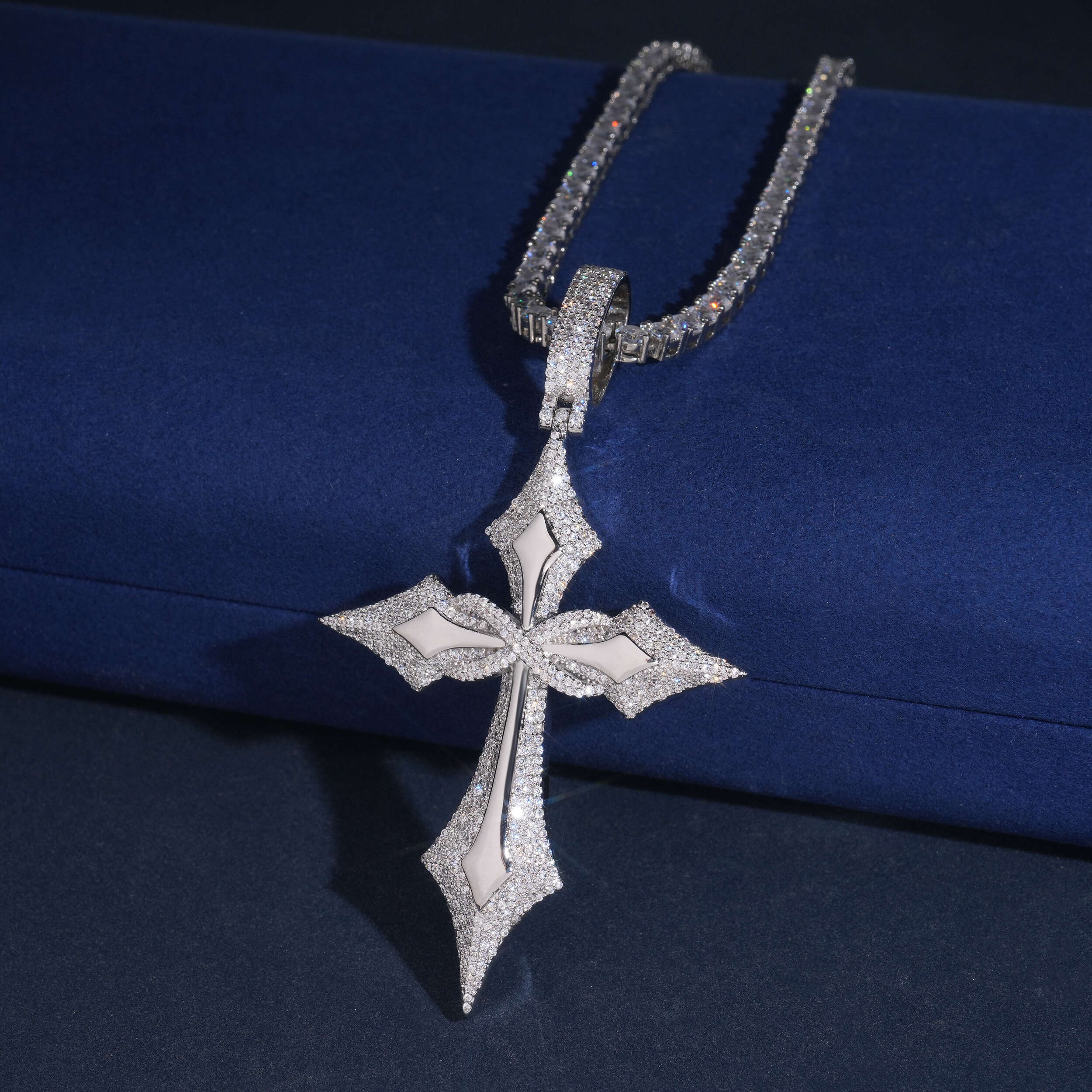 Iced Out Micro Pave Cubic Zirconia Cross Pendant Charm