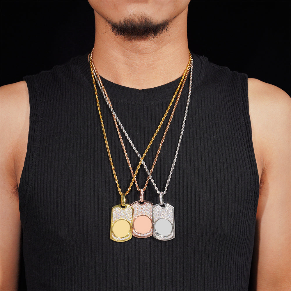 Stylish Men Jewelry Photo Memory Dog Tag Pendant