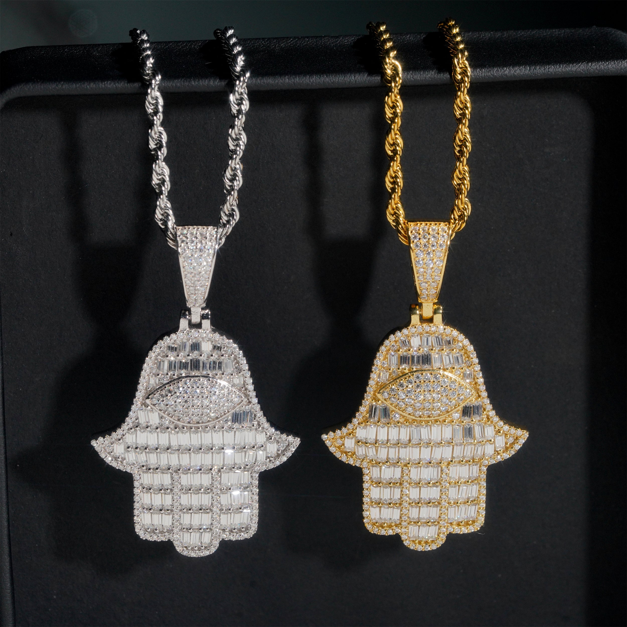 Iced Out Hip Hop Men Jewelry Hamsa Hand Pendant