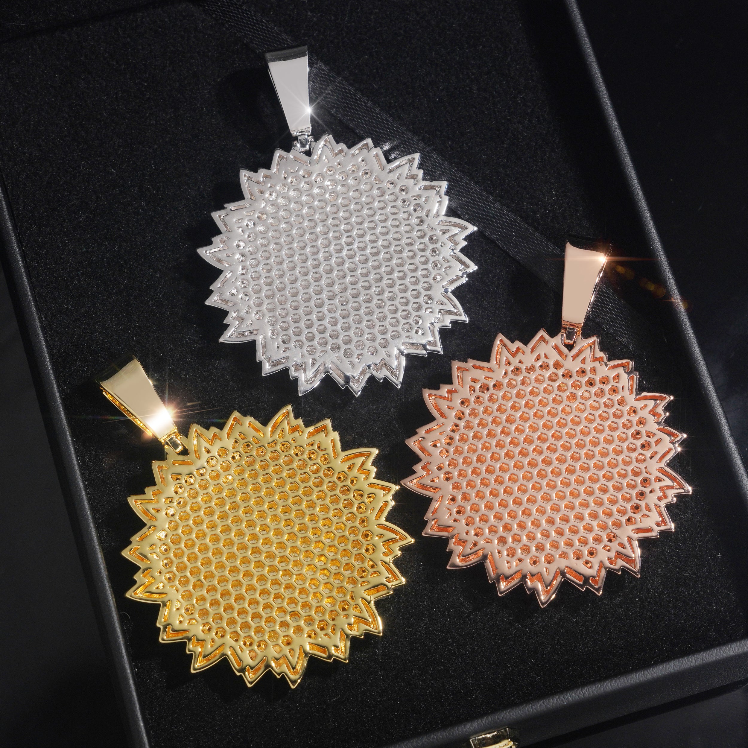 Flower Shaped Photo Picture Memory Pendant Iced Out