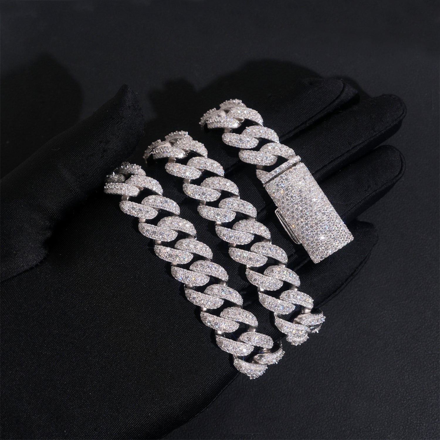 Iced Out Cz 15MM Three Rows Cuban Link Chain Necklace