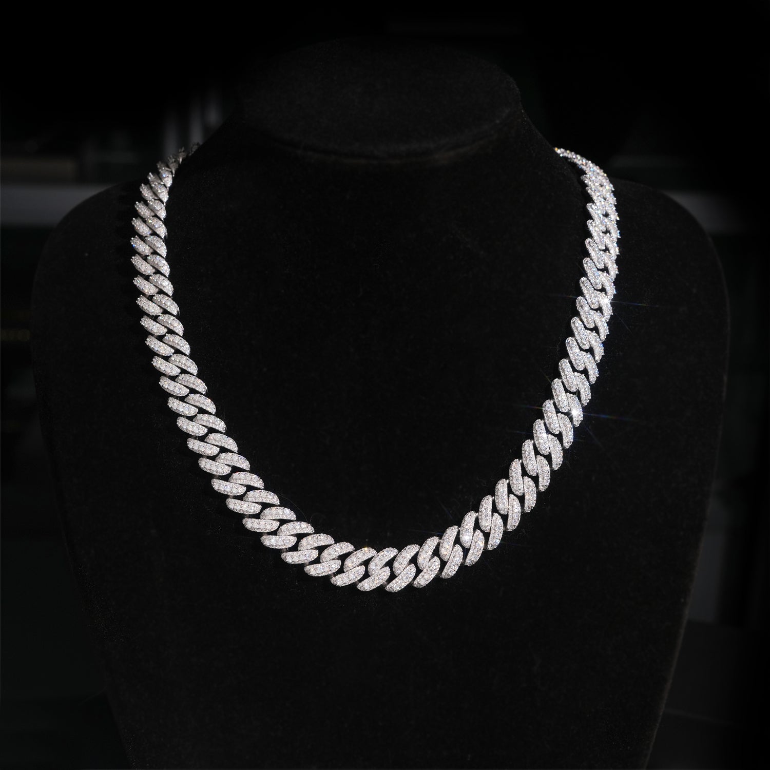 Hip Hop Cubic Zirconia 13MM Three Rows Cuban Link Necklace