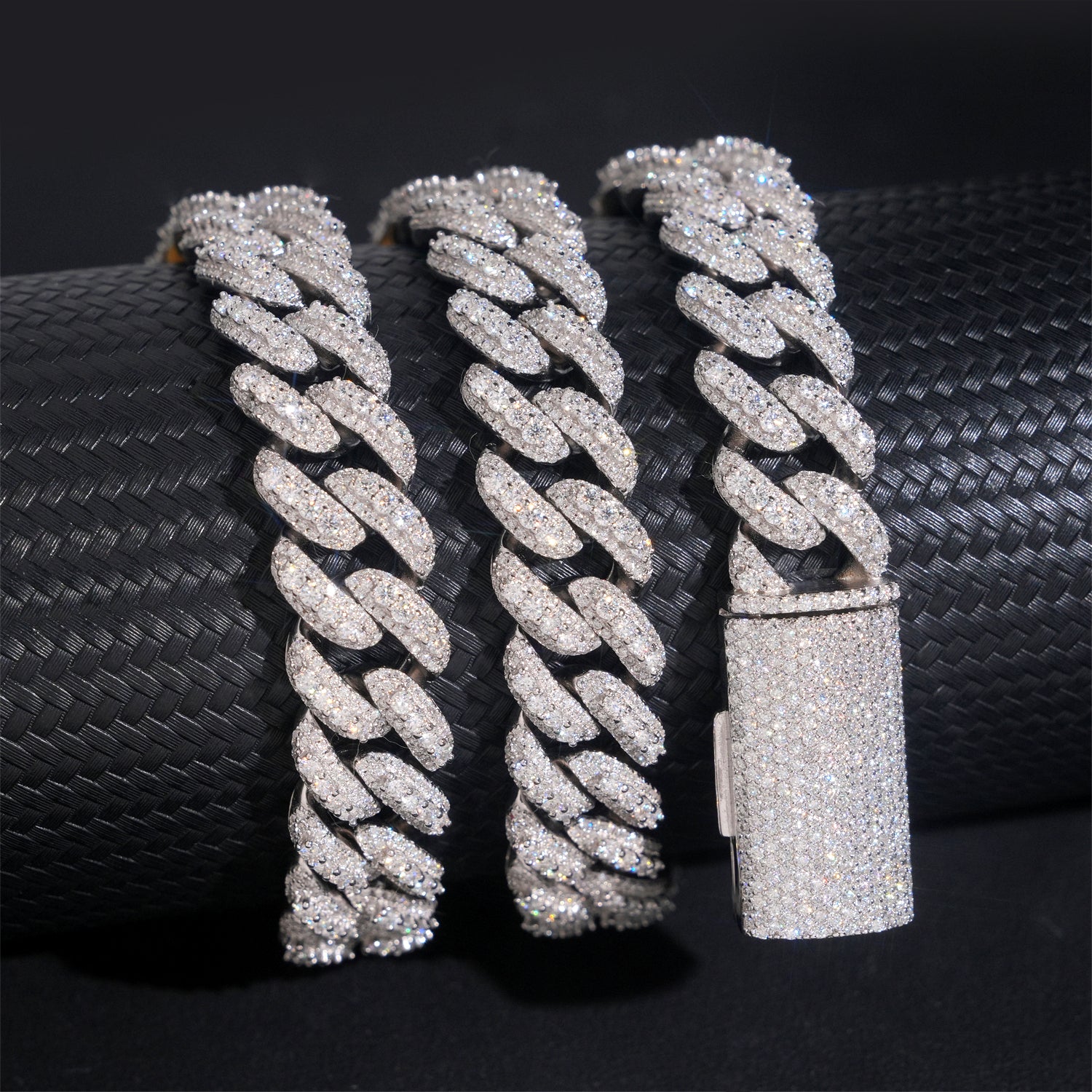 Hip Hop Cubic Zirconia 13MM Three Rows Cuban Link Necklace