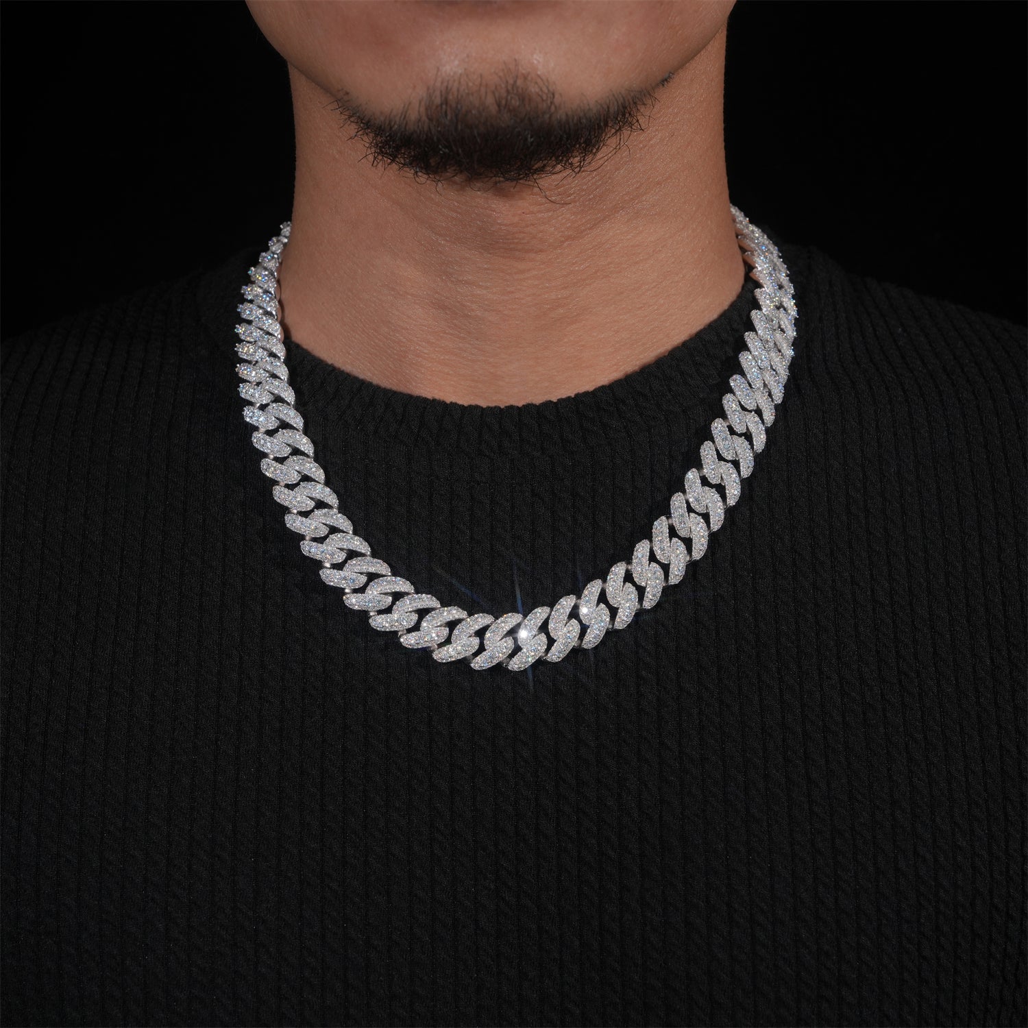 Iced Out Cz 15MM Three Rows Cuban Link Chain Necklace