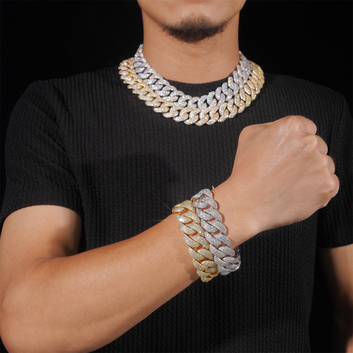 Hip Hop Iced Out 20MM Flower Setting Miami Cuban Link Bracelet
