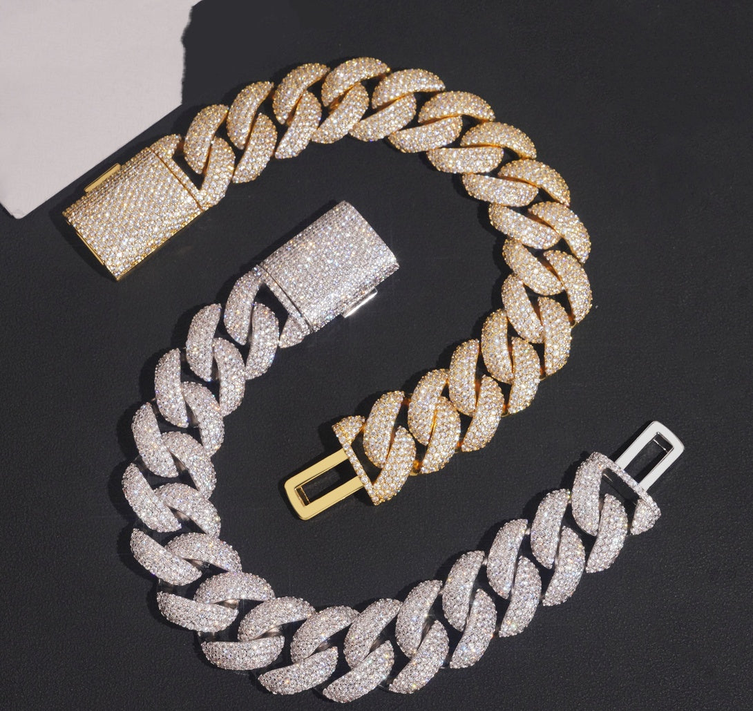 Hip Hop Iced Out 20MM Flower Setting Miami Cuban Link Bracelet