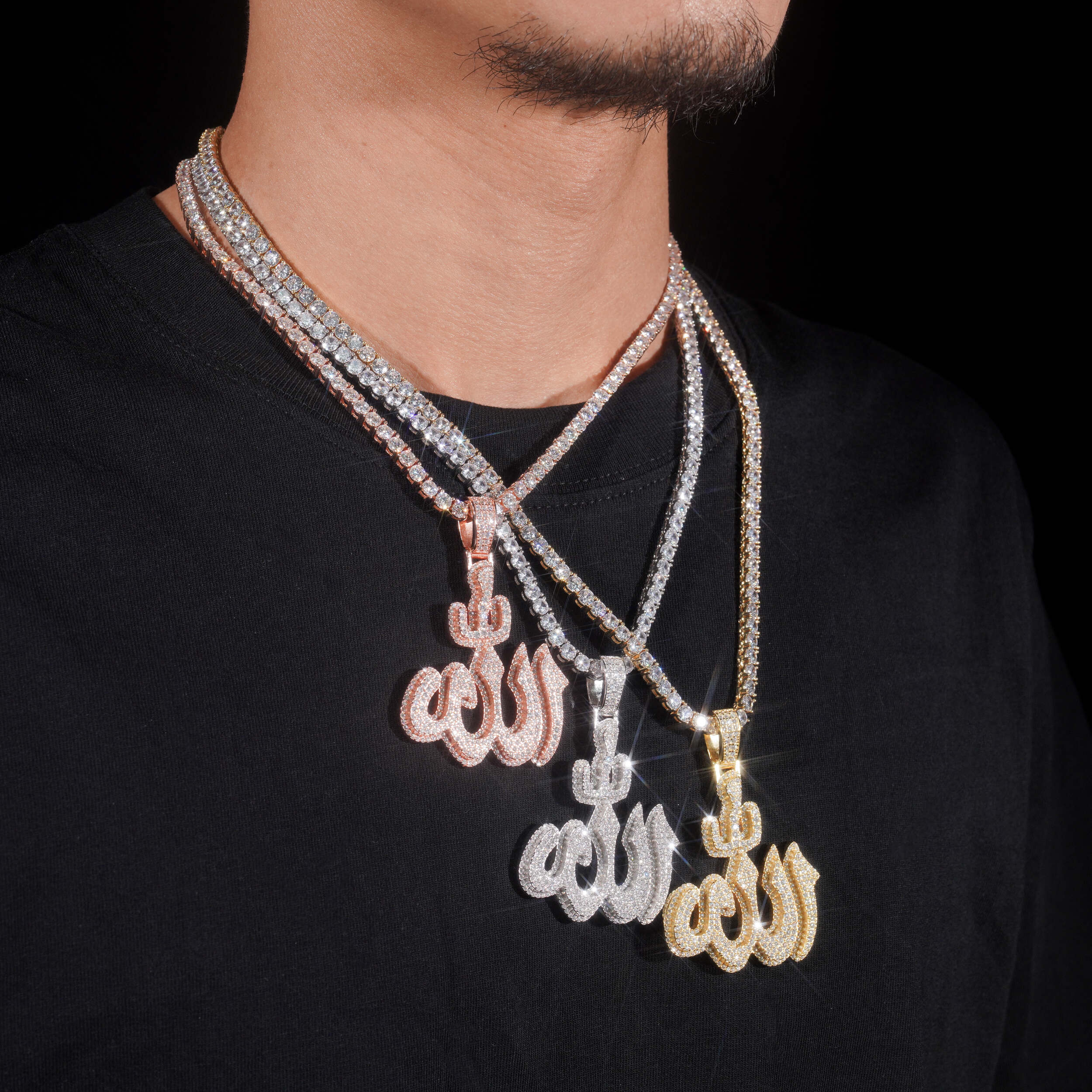 Hip Hop Jewelry Men Iced Out Allah Symbol Pendant