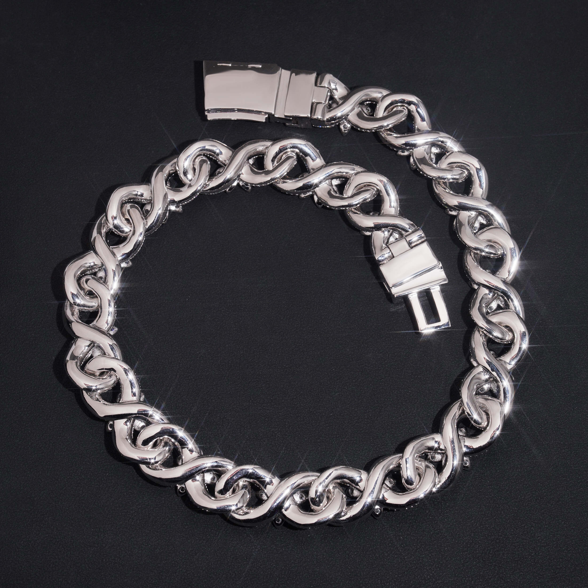 Iced Out Hip Hop 18MM Flower Infinity Link Chain Necklace