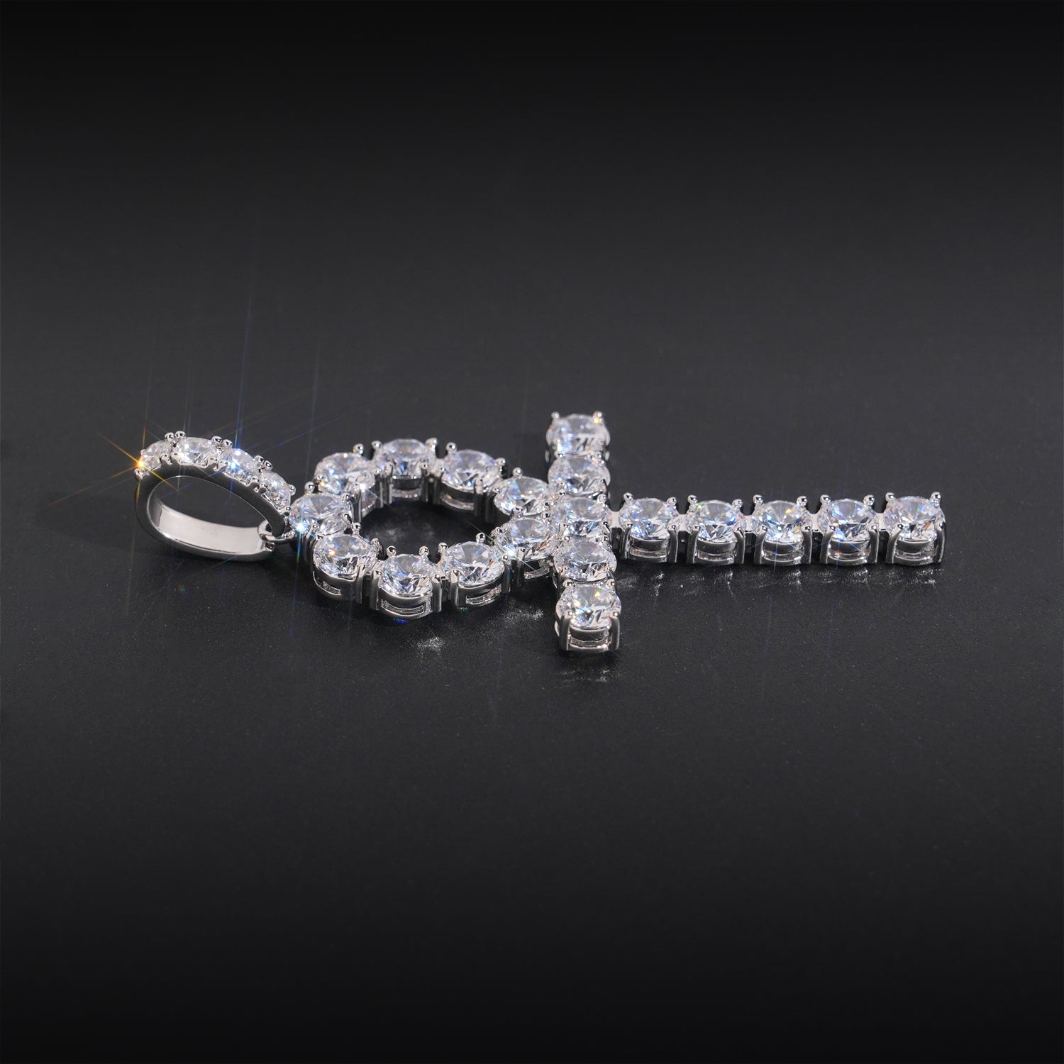 6MM Cubic Zirconia Cz Ankh Cross Pendant