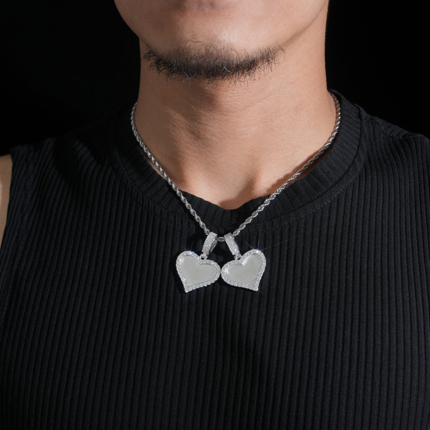 Cubic Zirconia Heart Shaped Photo Memory Pendant