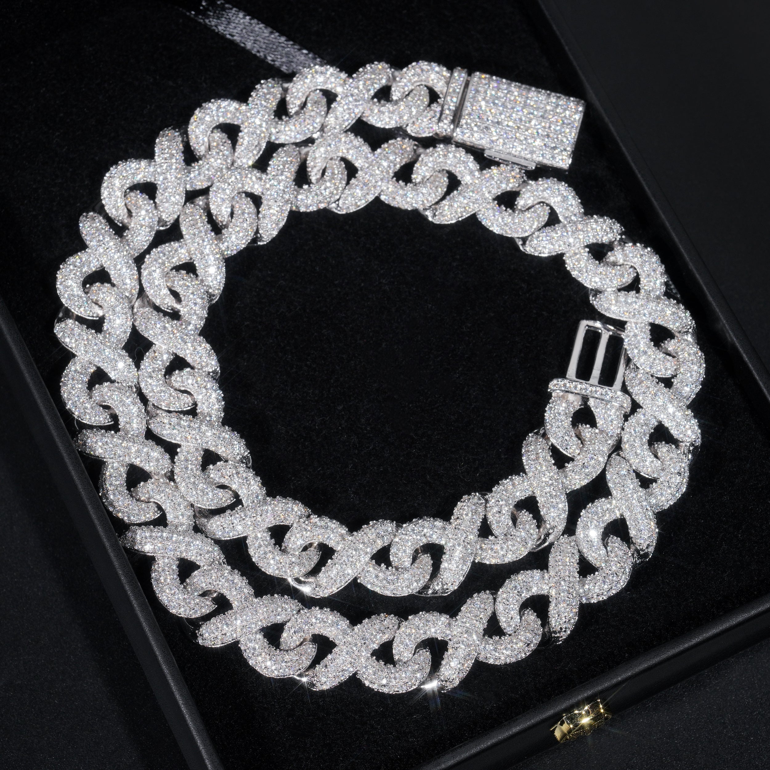 Hip Hop Iced Out 13MM Infinity Link Chain Necklace