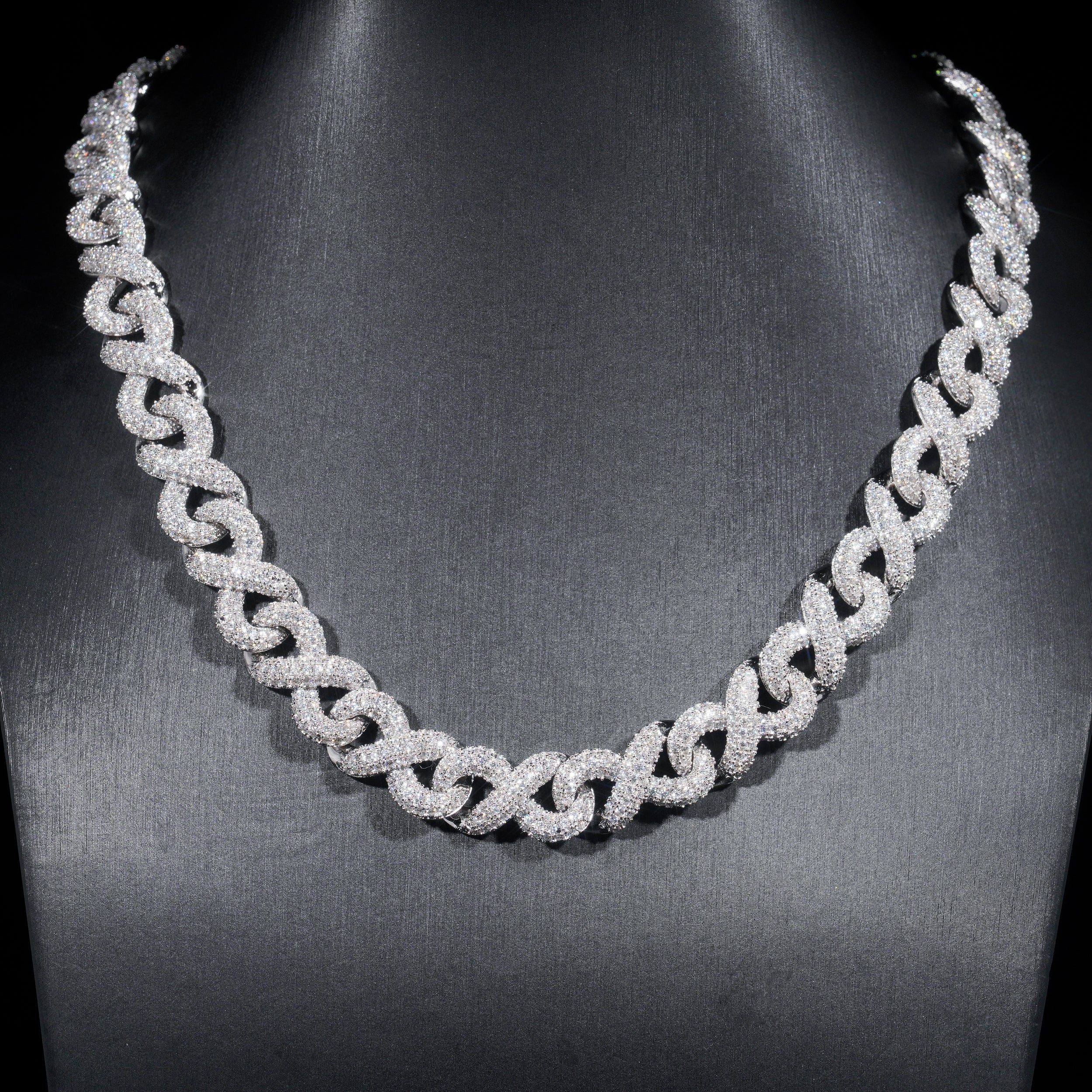 Hip Hop Iced Out 13MM Infinity Link Chain Necklace