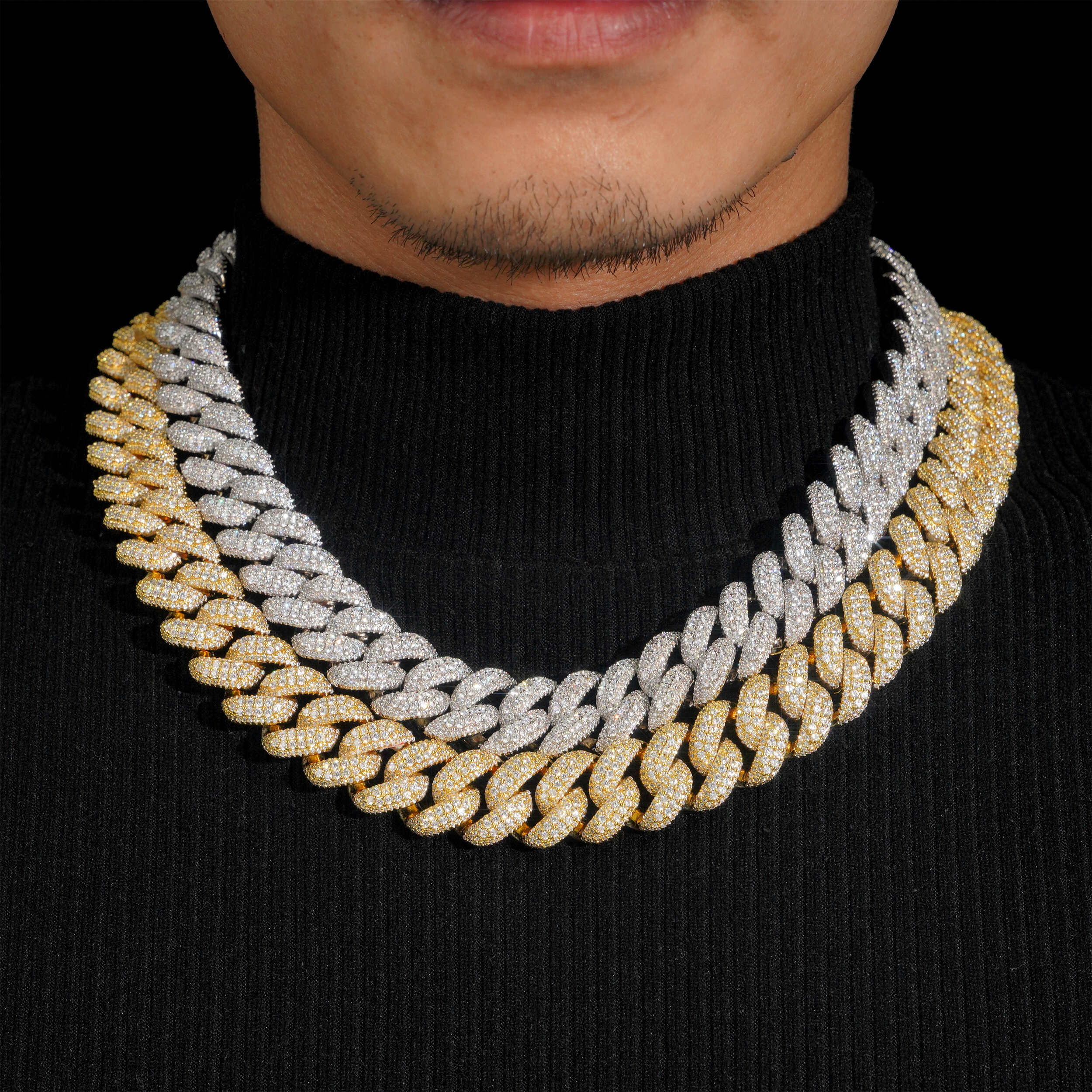 Hip Hop Iced Out 18MM Raised Stone Miami Cuban Link Chain Necklace