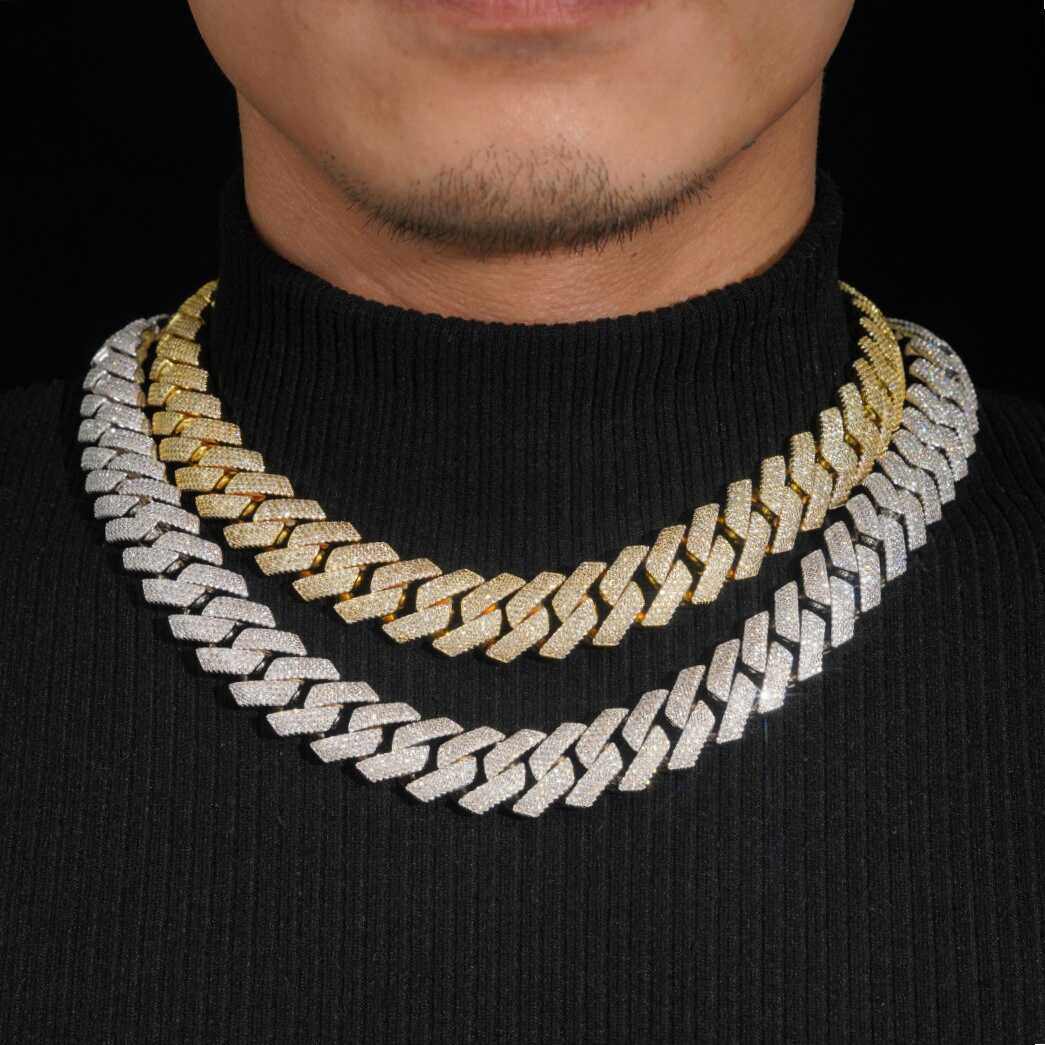 18MM Four Rows Prong Set Cubic Zirconia Iced Out Cuban Chain Necklace