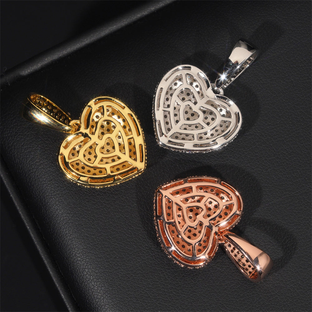Stylish Iced Out Cubic Zirconia Heart Shaped Pendant