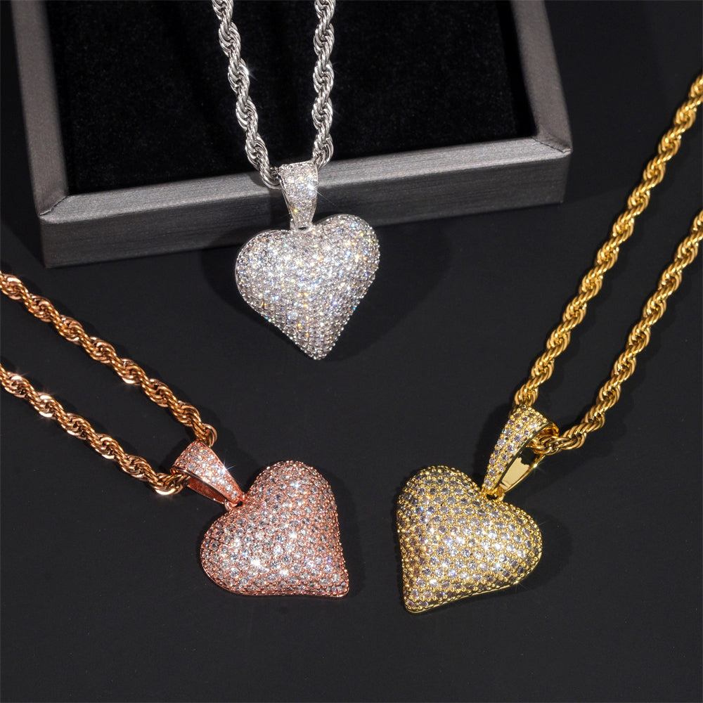 Heart Pendant Charm Cubic Zirconia For Unisex