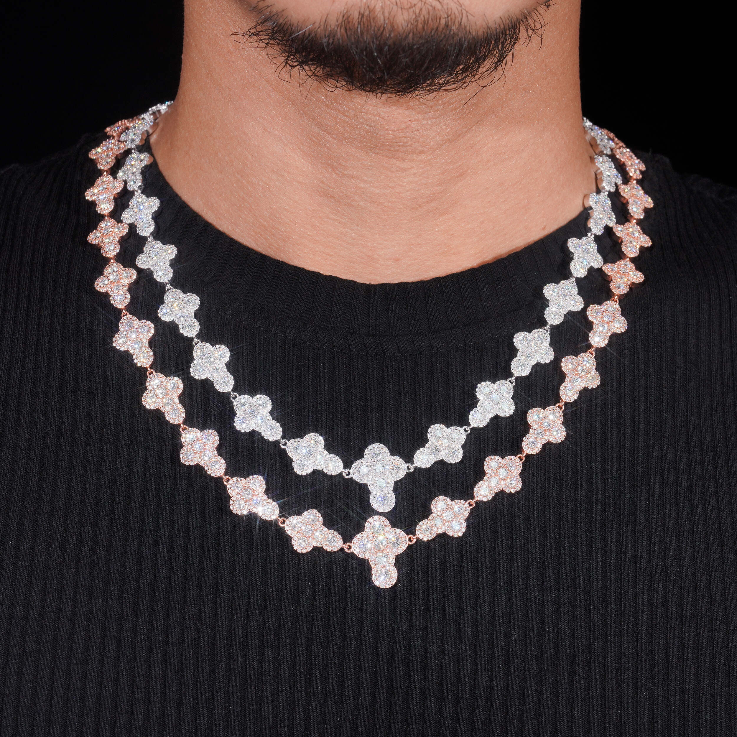 Hip Hop Iced Out Bling 13mm Cross Tennis Necklace