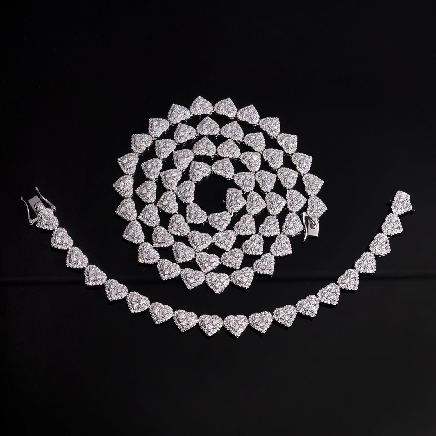 8MM Heart Shaped Cubic Zirconia Tennis Chain Necklace