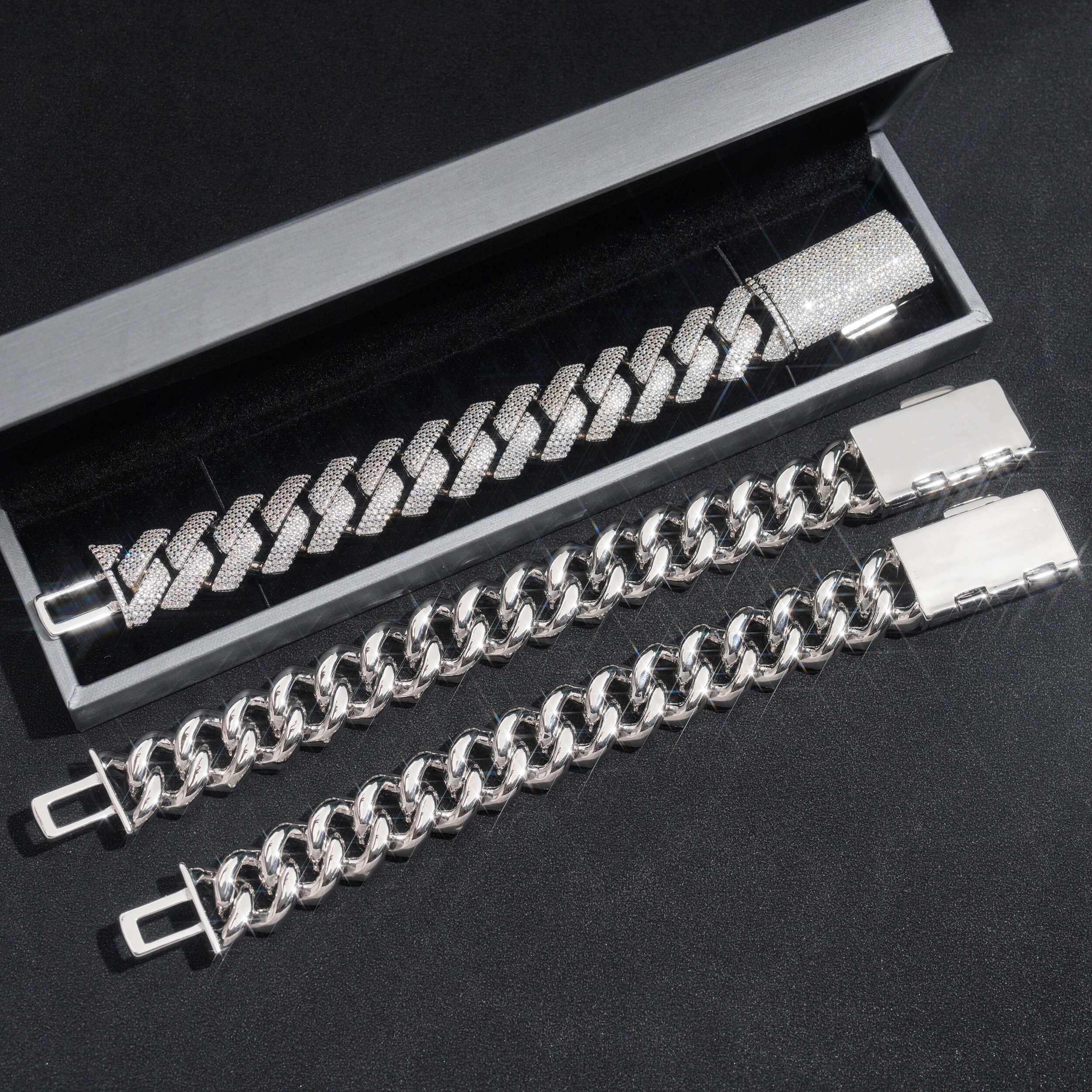 Iced Out Hip Hop Bling 20MM Four Rows Cuban Link Bracelet For Men