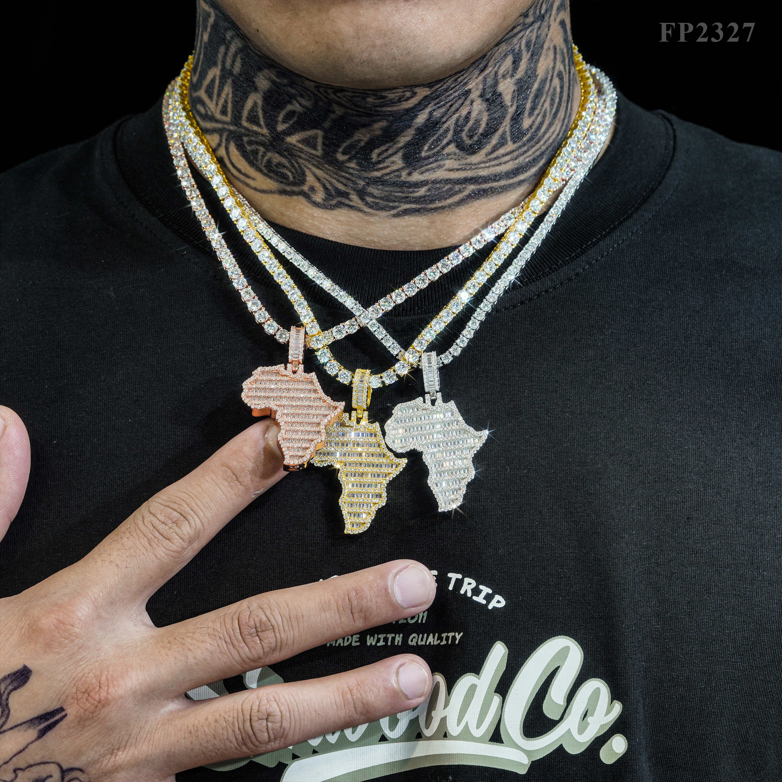 Africa Map Pendant Iced Out Men Charm Jewelry