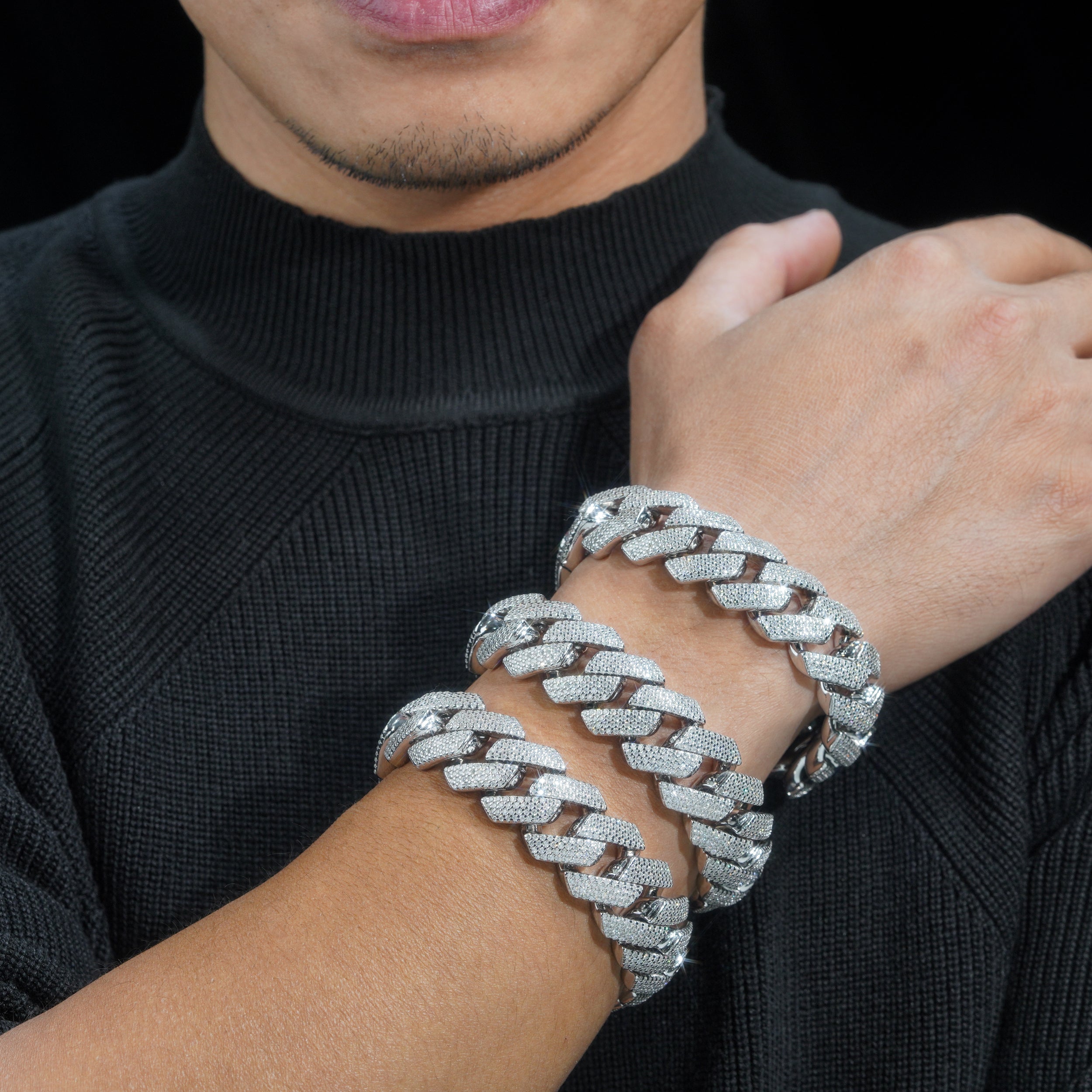 Iced Out Hip Hop Bling 20MM Four Rows Cuban Link Bracelet For Men