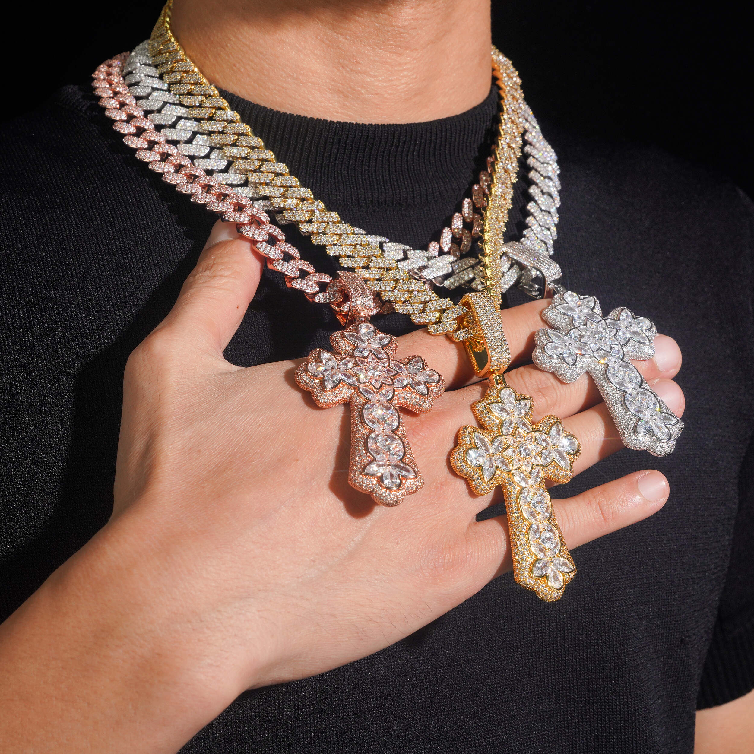 Large Size Cross Pendant Iced Out Men Jewelry Cross Charm
