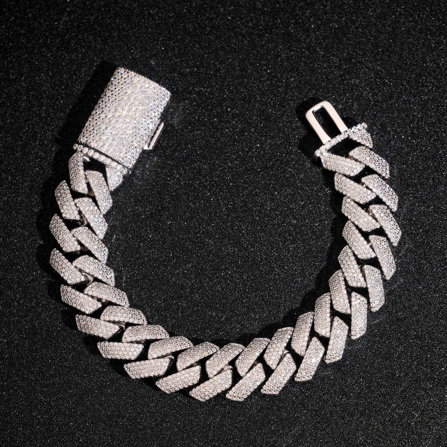 15MM 4 Rows Prong Set Cubic Zirconia Cuban Link Men Bracelet