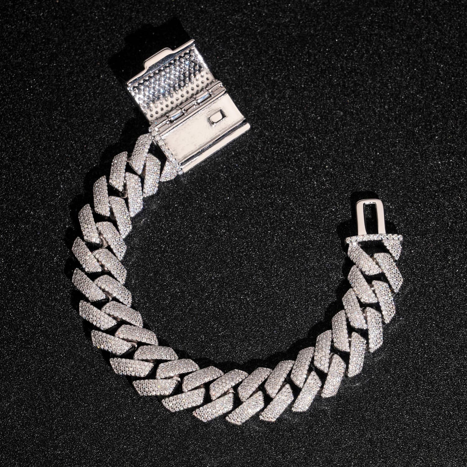 15MM 4 Rows Prong Set Cubic Zirconia Cuban Link Men Bracelet