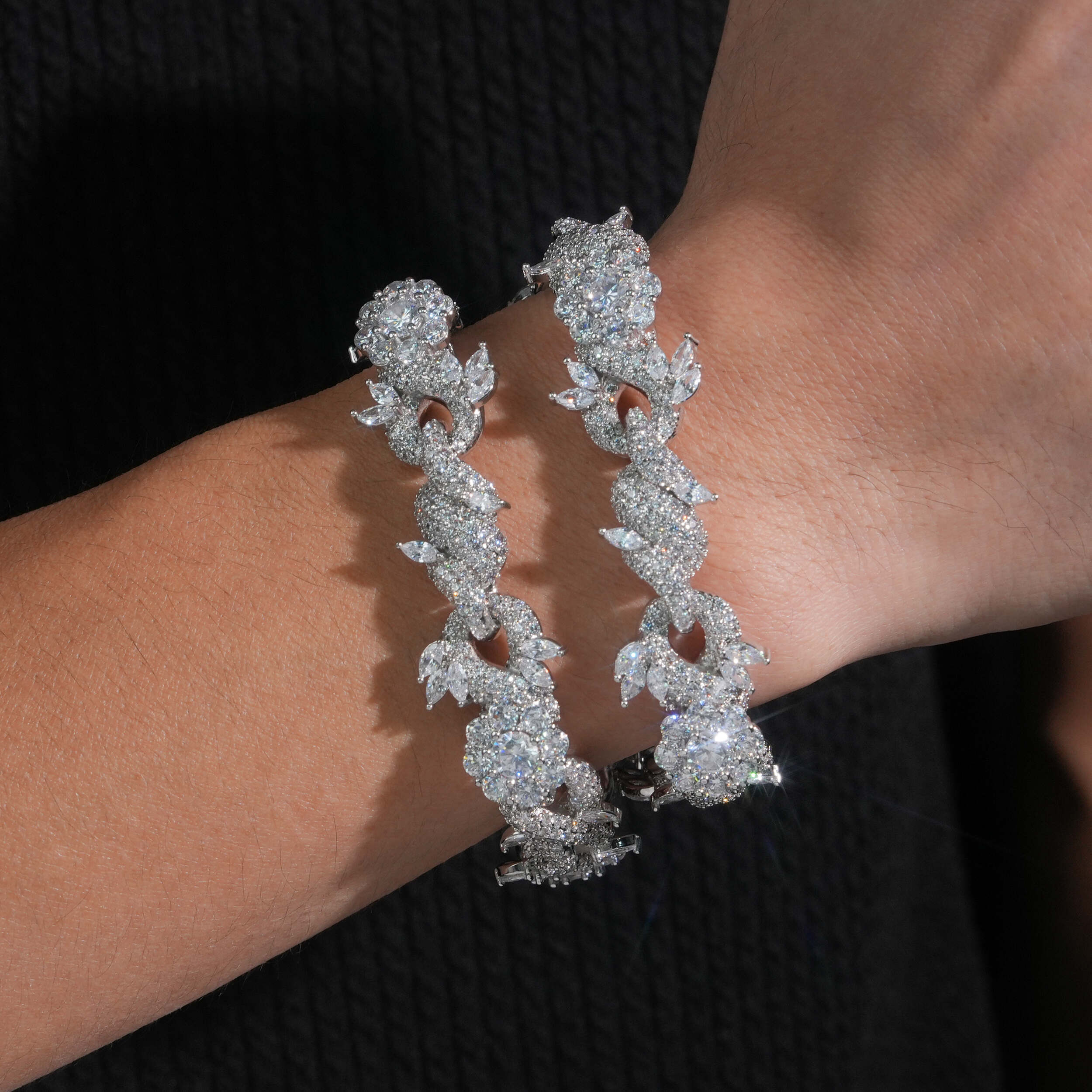 15MM Flower Infinity Link Men Bracelet Iced Out Hip Hop Style