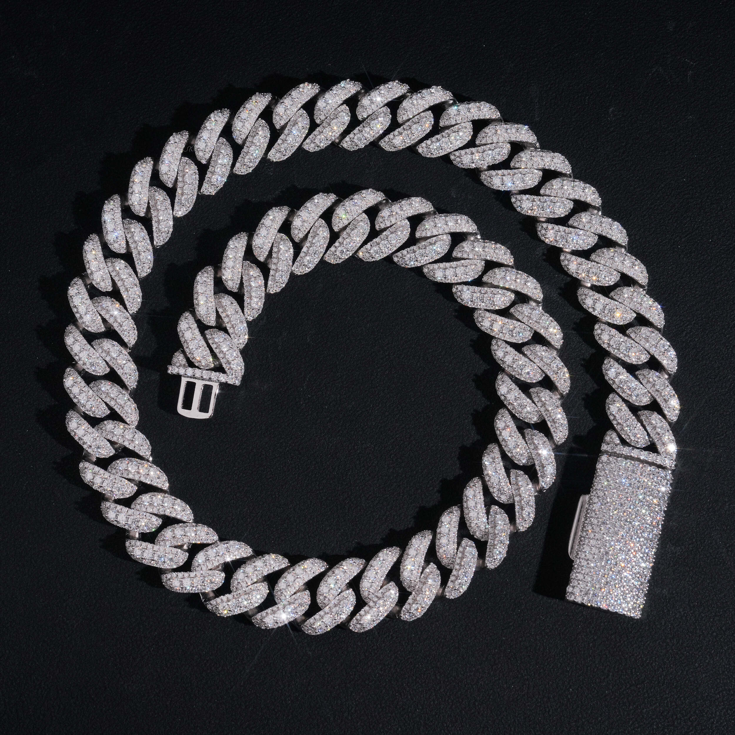 Iced Out Cz 15MM Three Rows Cuban Link Chain Necklace