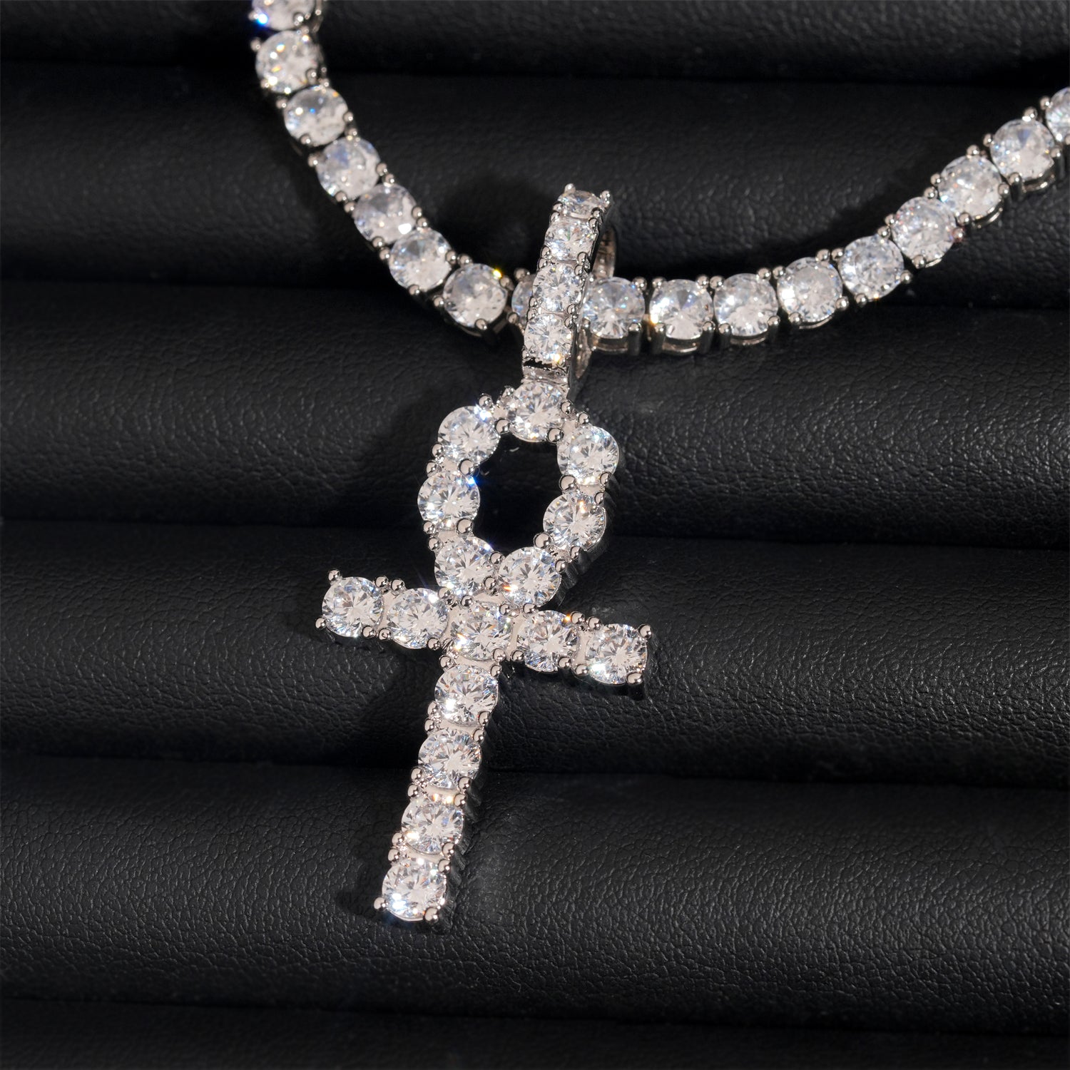 Iced Out Cz 3MM Ankh Cross Pendant Charm