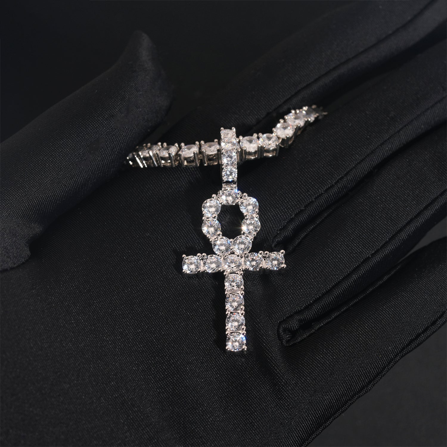 Iced Out Cz 3MM Ankh Cross Pendant Charm