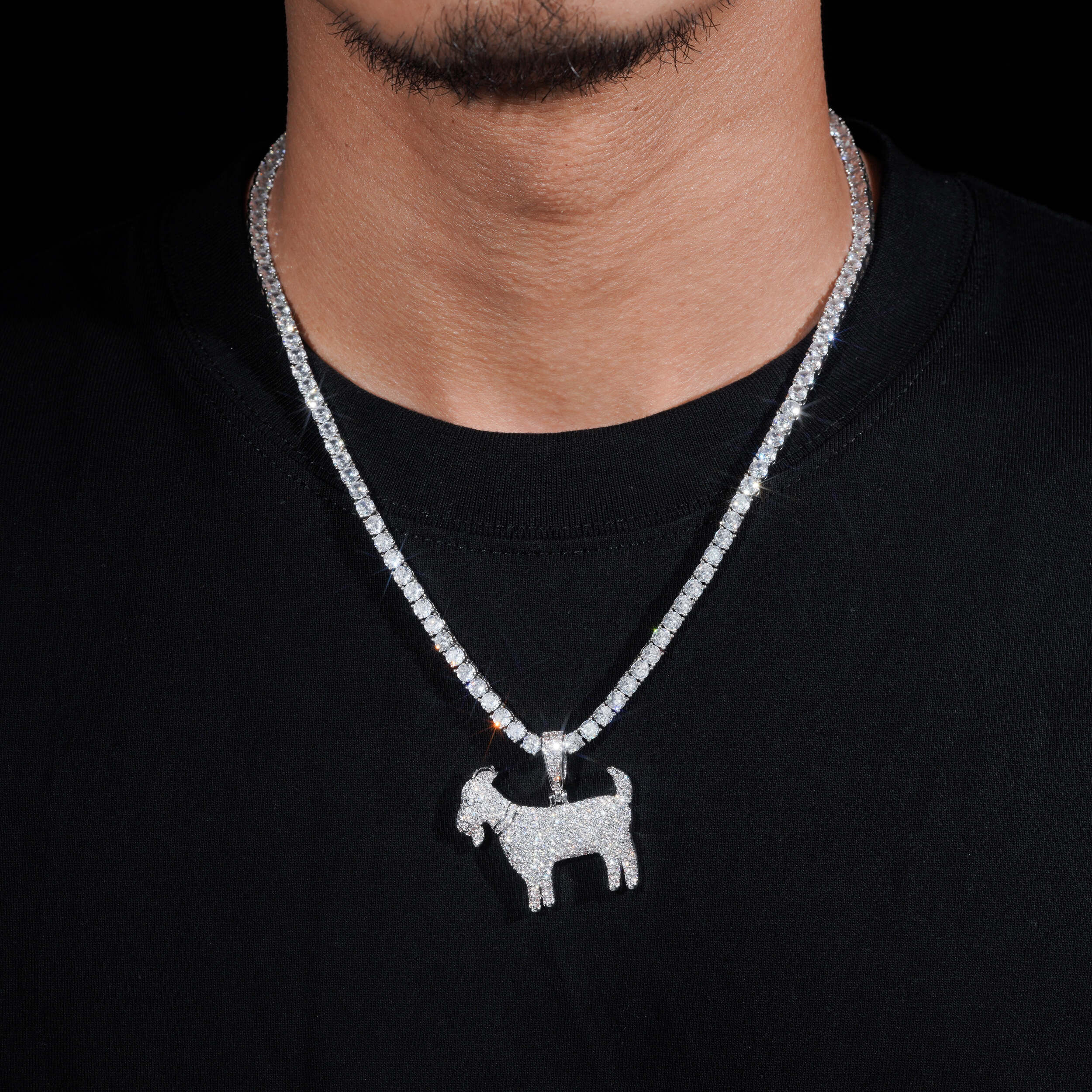 Iced Out Cubic Zirconia Goat Pendant