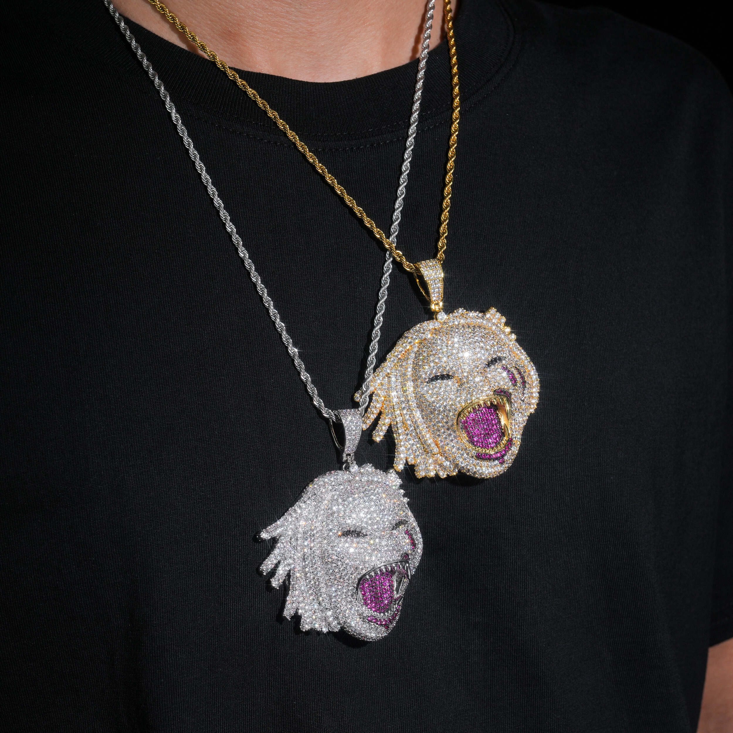 5A Cubic Zirconia Hip Hop Jewelry 3D Iced Out Portrait Pendant