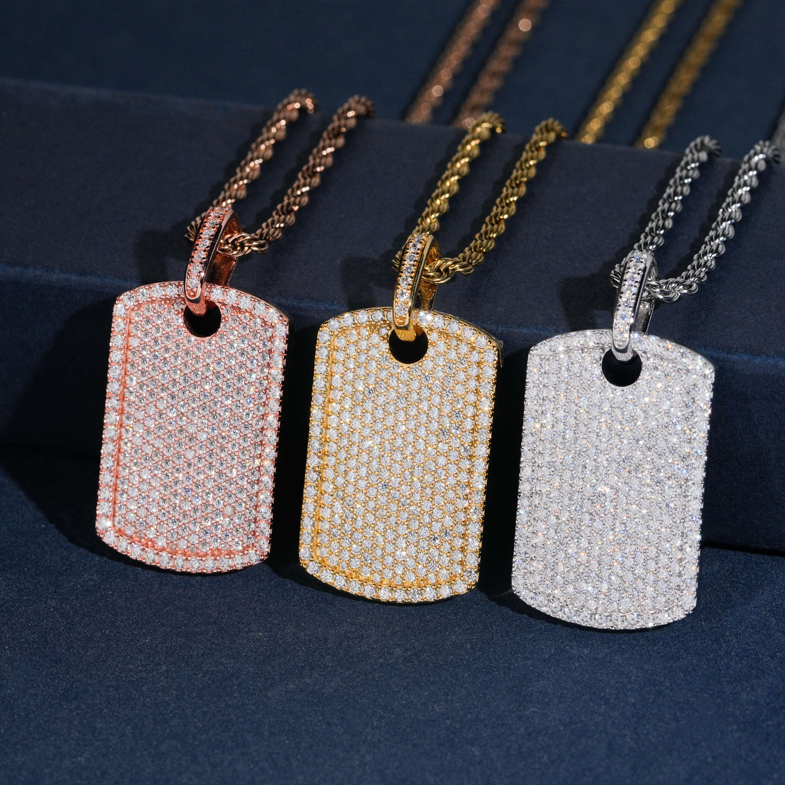 Hip Hop Jewelry Iced Out Dog Tag Pendant For Men