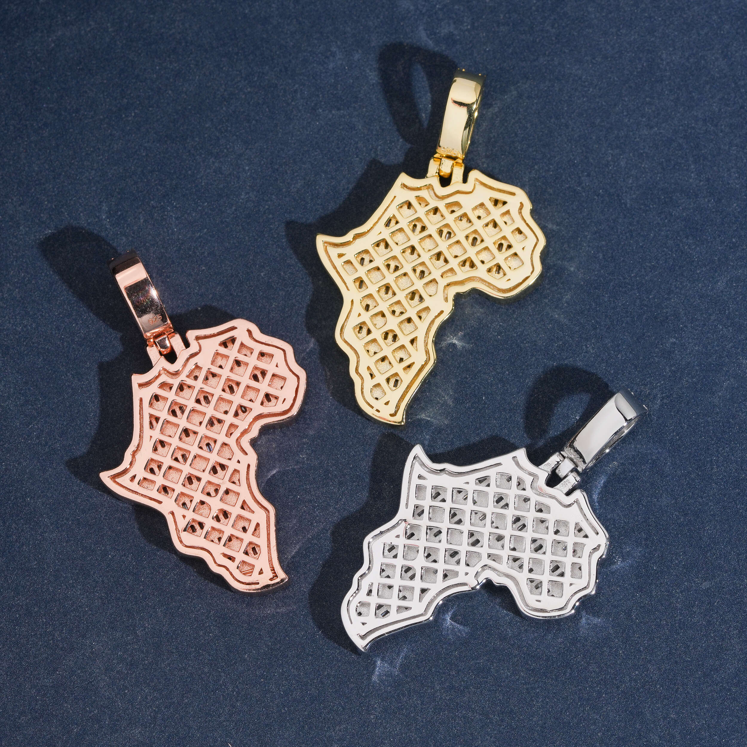 Africa Map Pendant Iced Out Men Charm Jewelry
